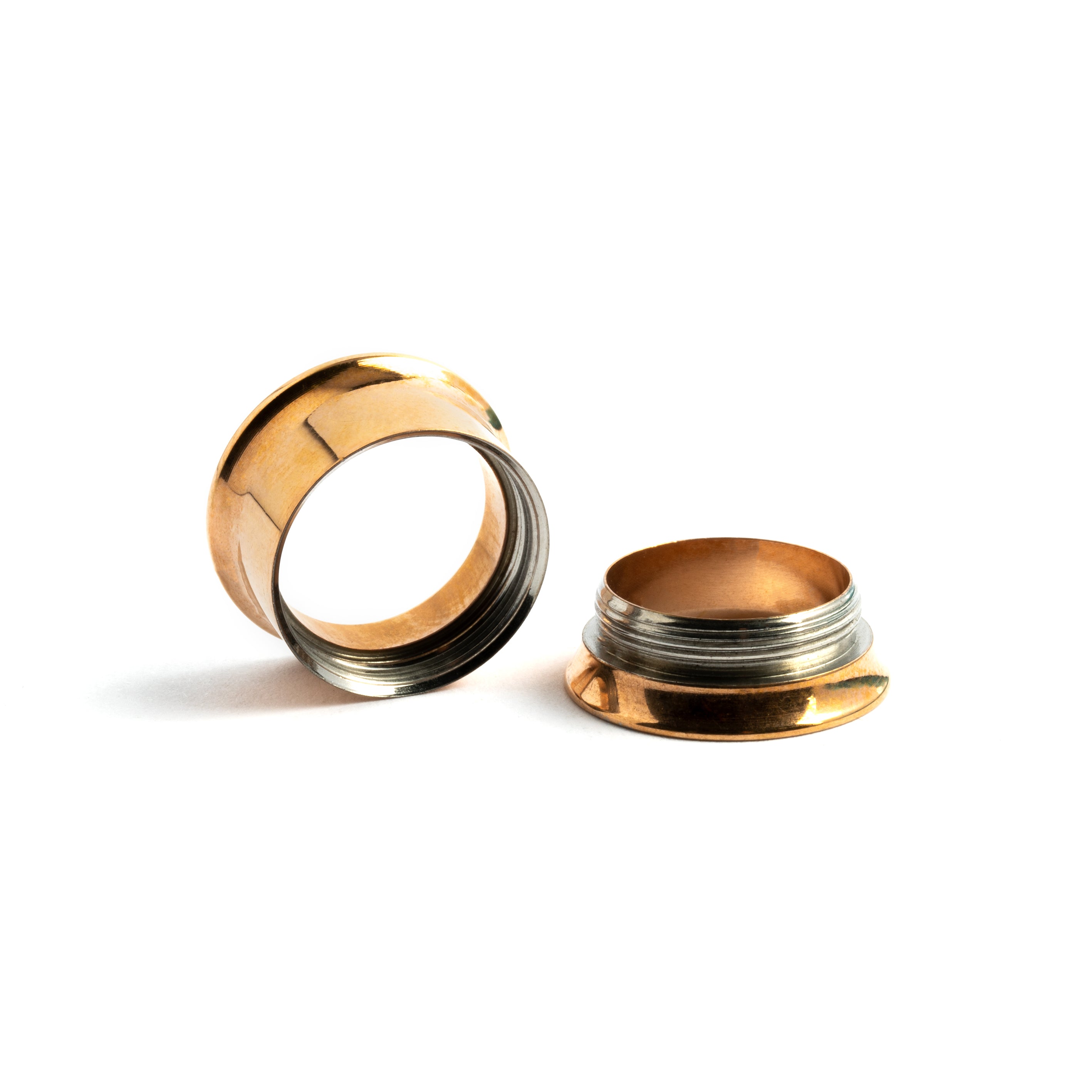 single Rose Gold surgical steel ear tunnel screw back closure view