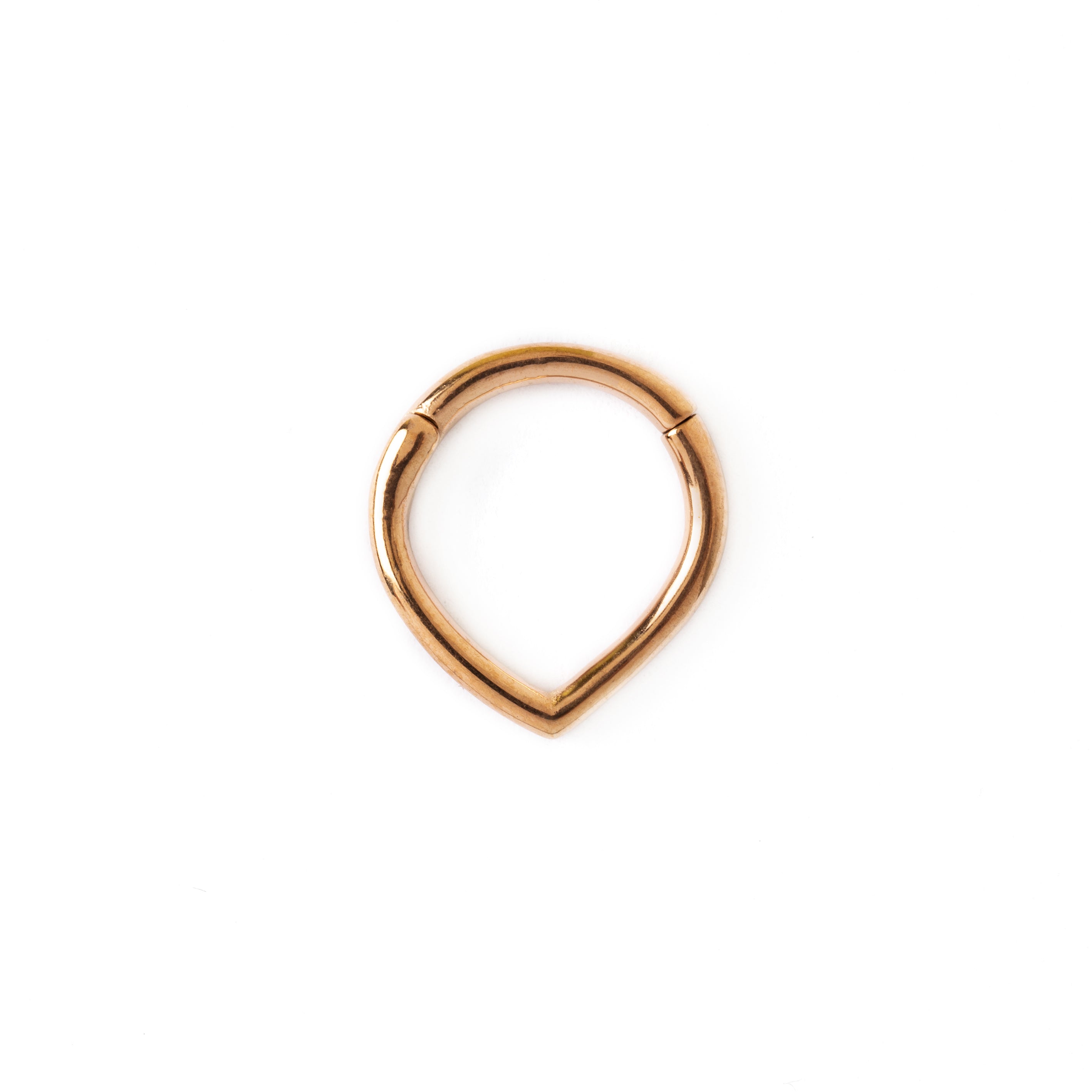 Rose Gold Teardrop septum clicker frontal view