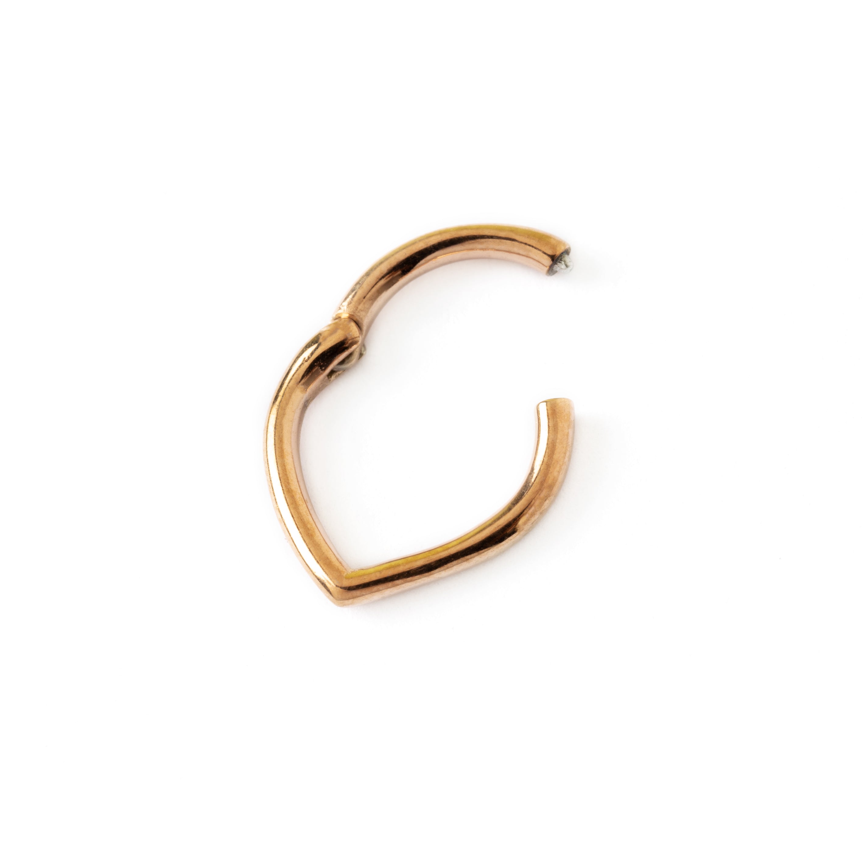 Rose Gold Teardrop septum clicker hinged segment view