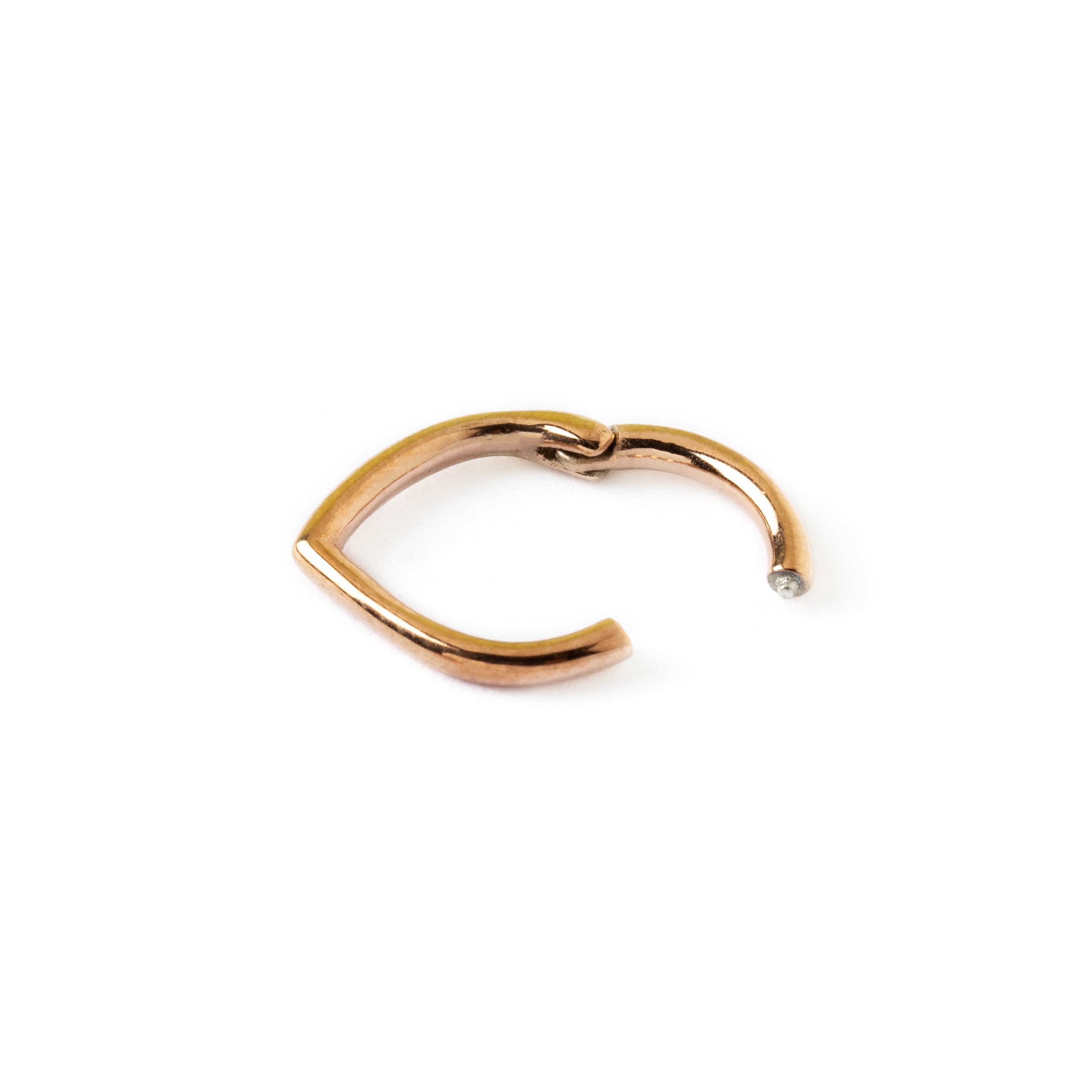 Rose Gold Teardrop septum clicker hinged segment view