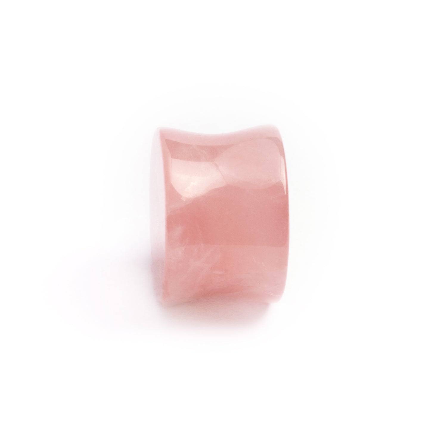 single rose quartz double flare stone ear plug
