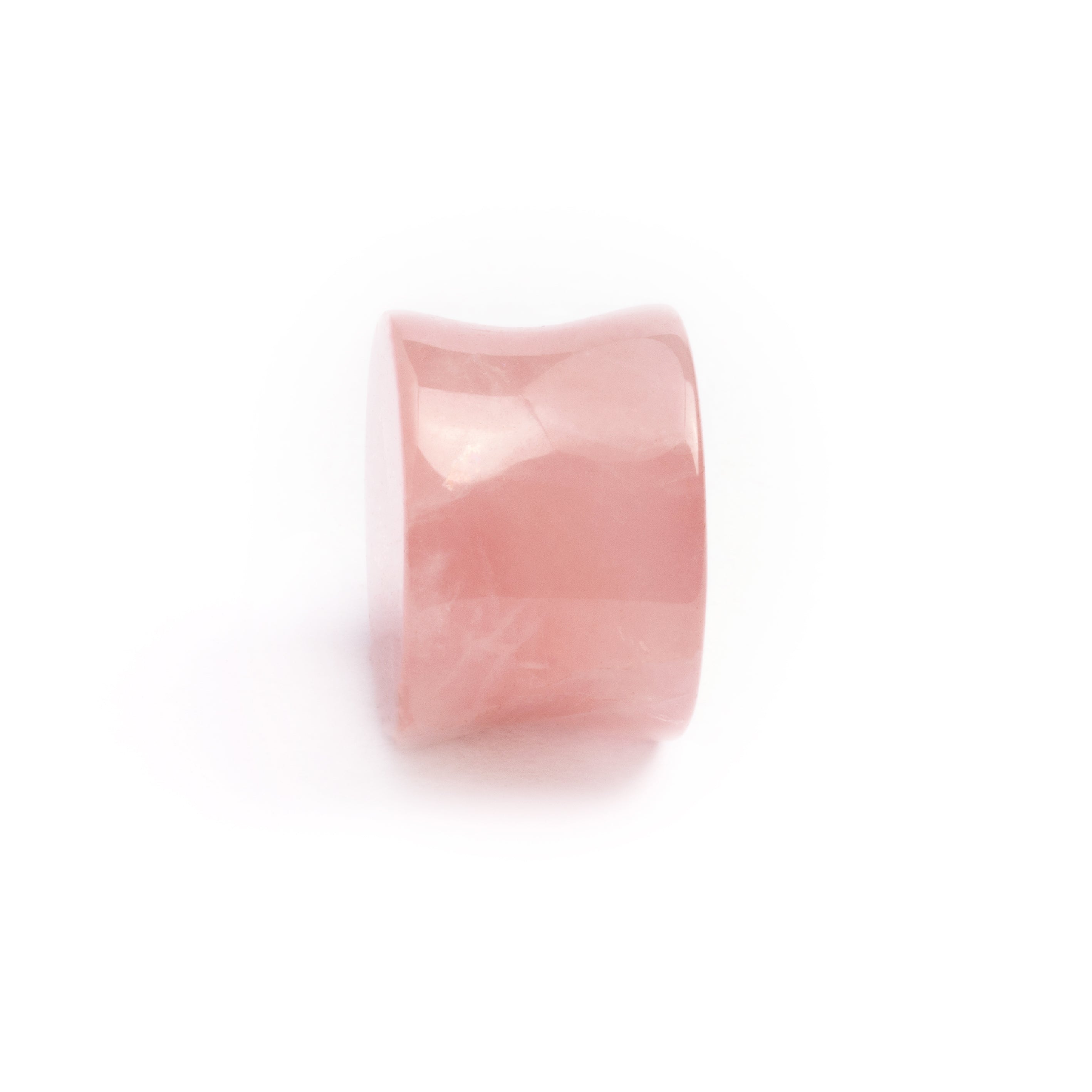 single rose quartz double flare stone ear plug