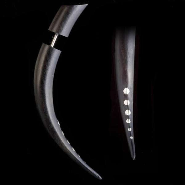 Camden Wooden Fake Gauge Earring w Silver dots - Tribu
 - 2
