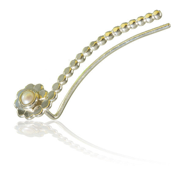 Silver Ear Climber with Single Stone