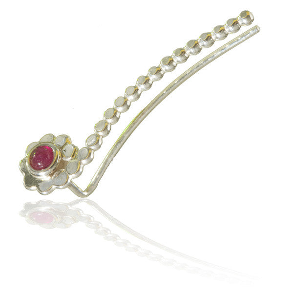 Silver Ear Climber with Single Stone