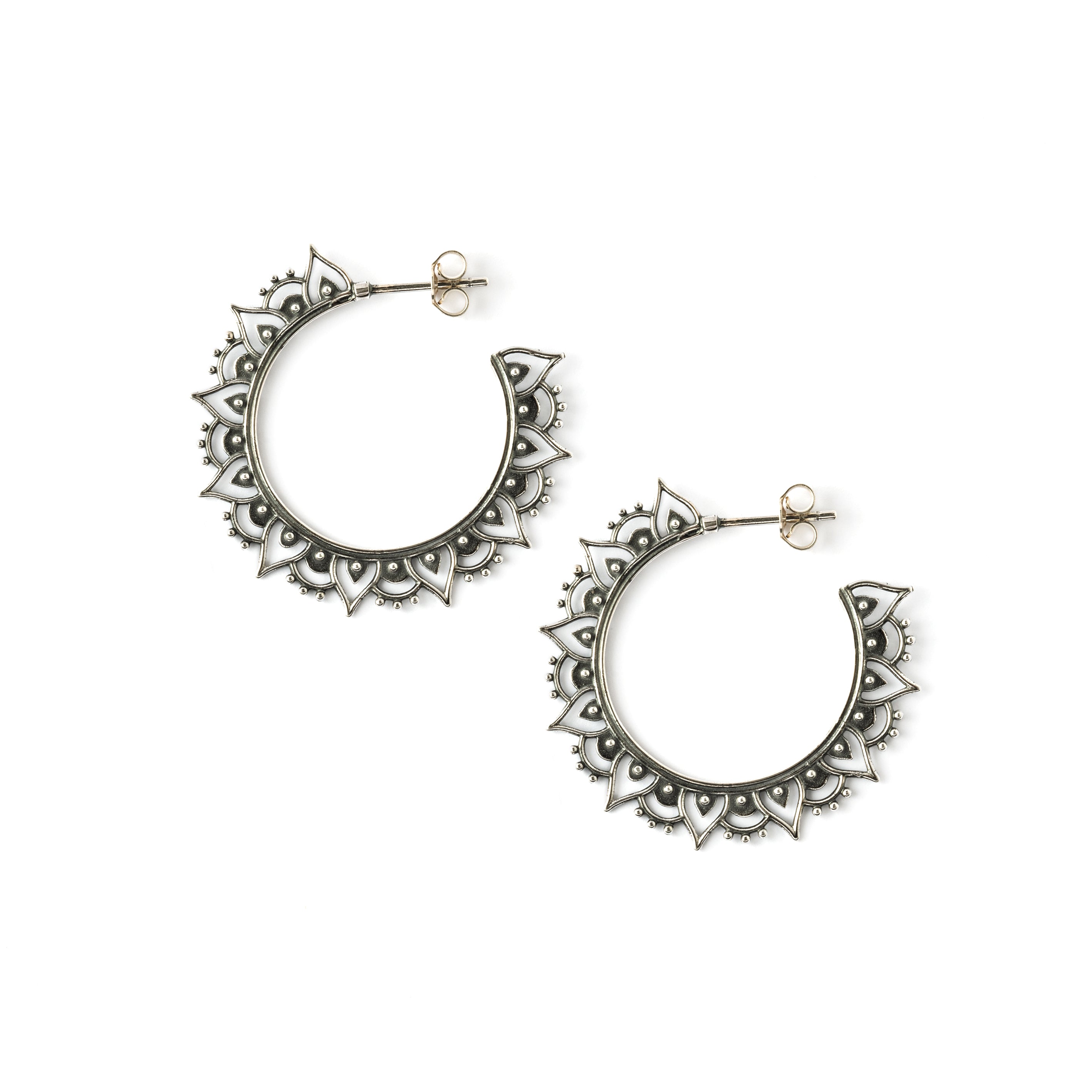 pair of silver Sadhana Open Hoop Earrings frontal view