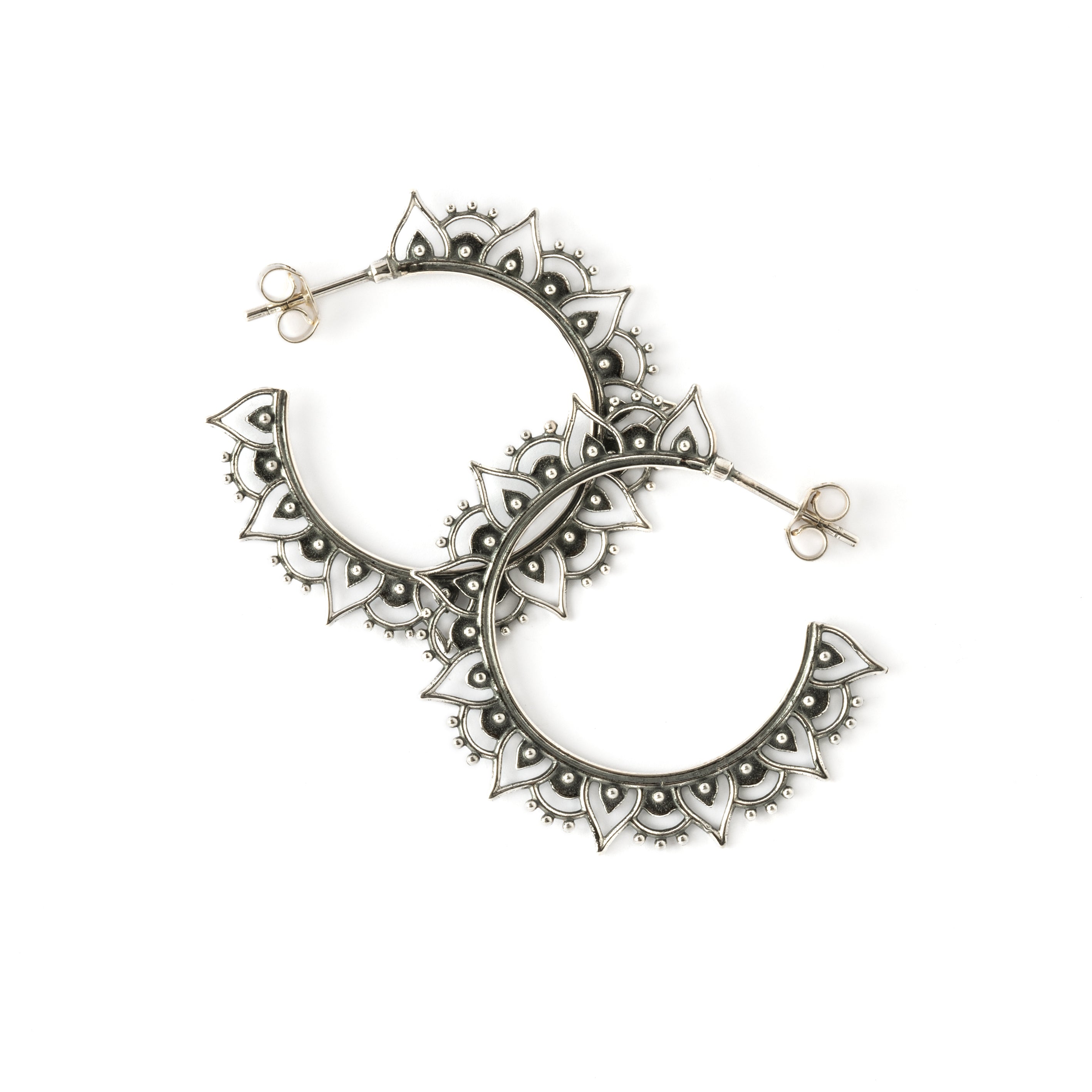 pair of silver Sadhana Open Hoop Earrings frontal view