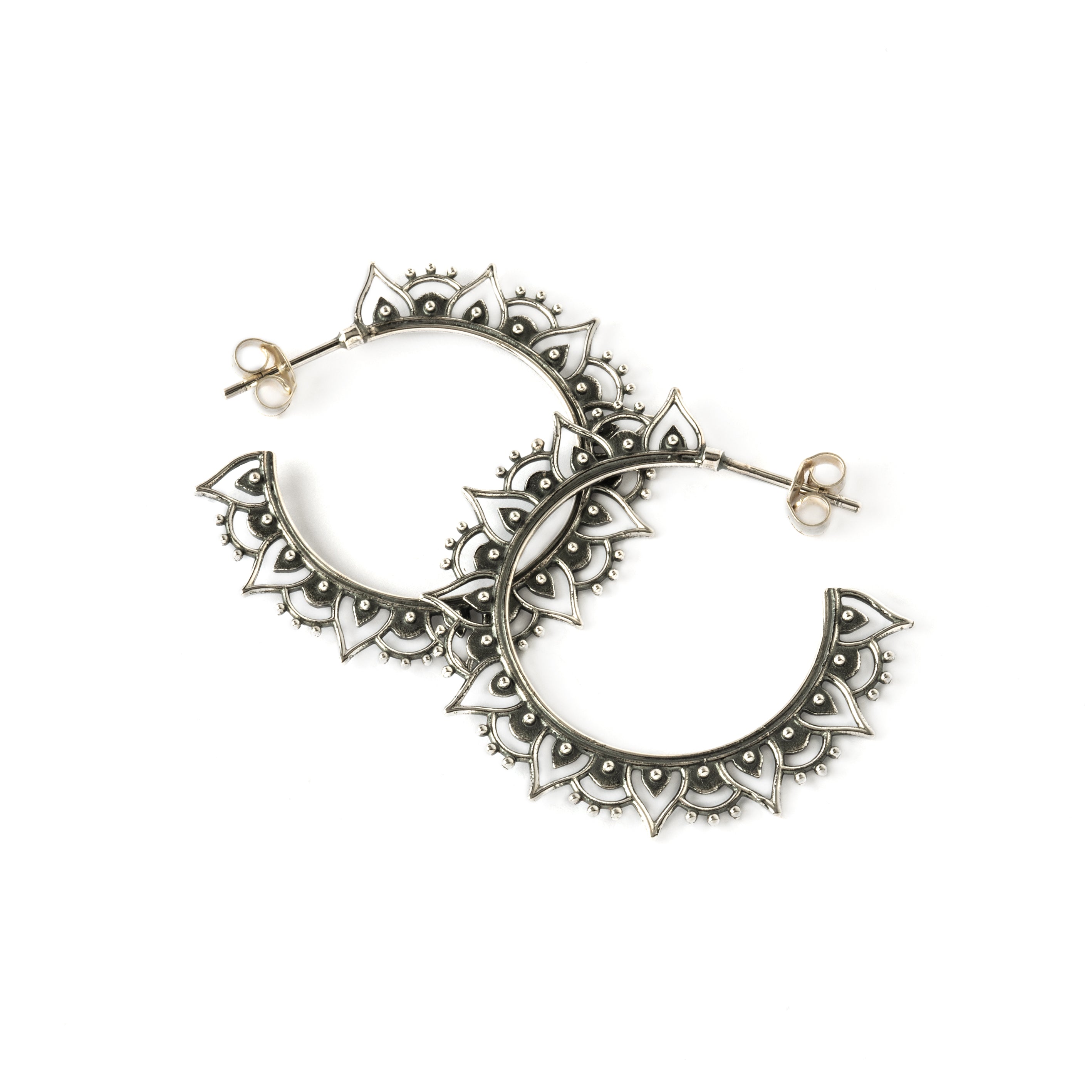 pair of silver Sadhana Open Hoop Earrings frontal view