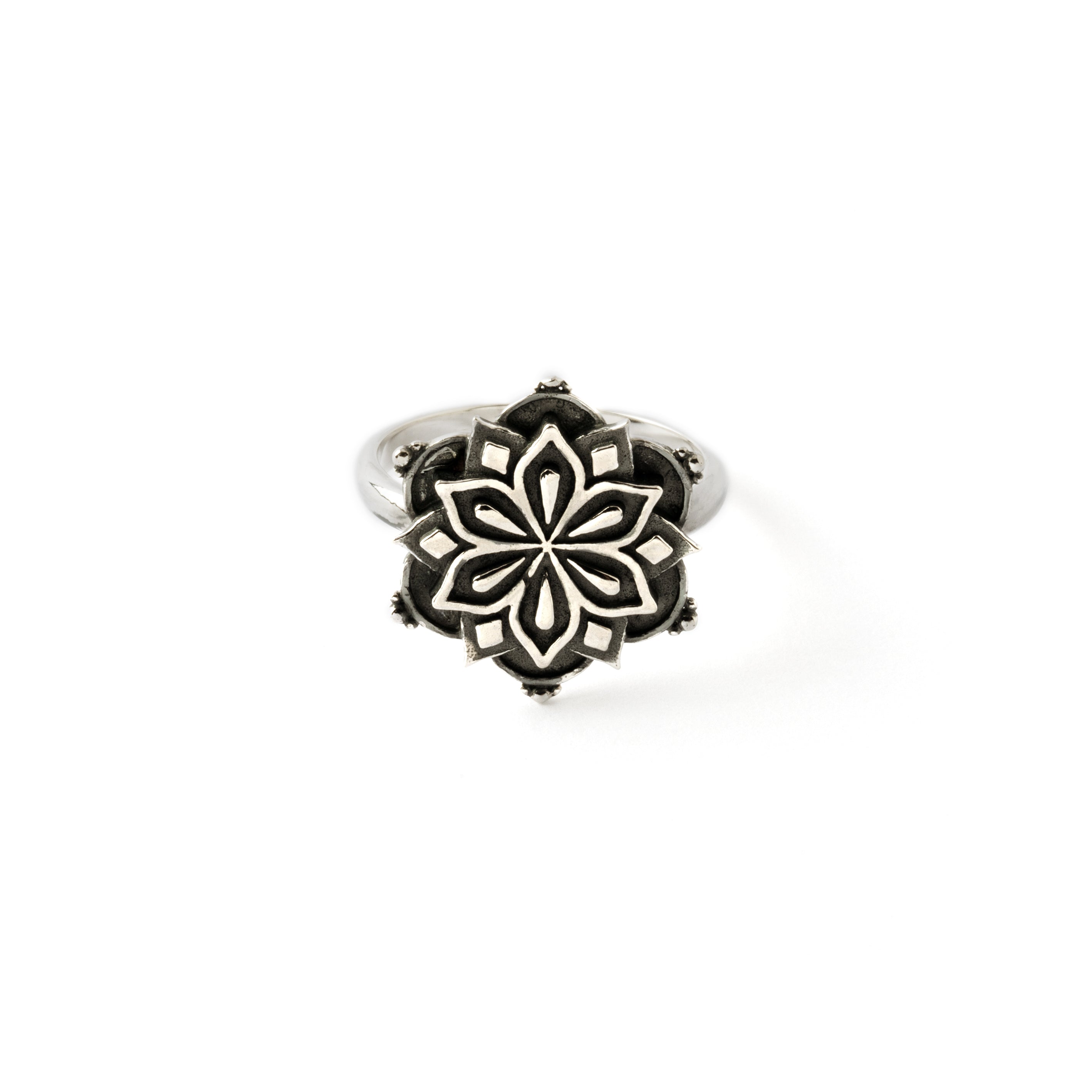 Sadhana silver ring frontal view