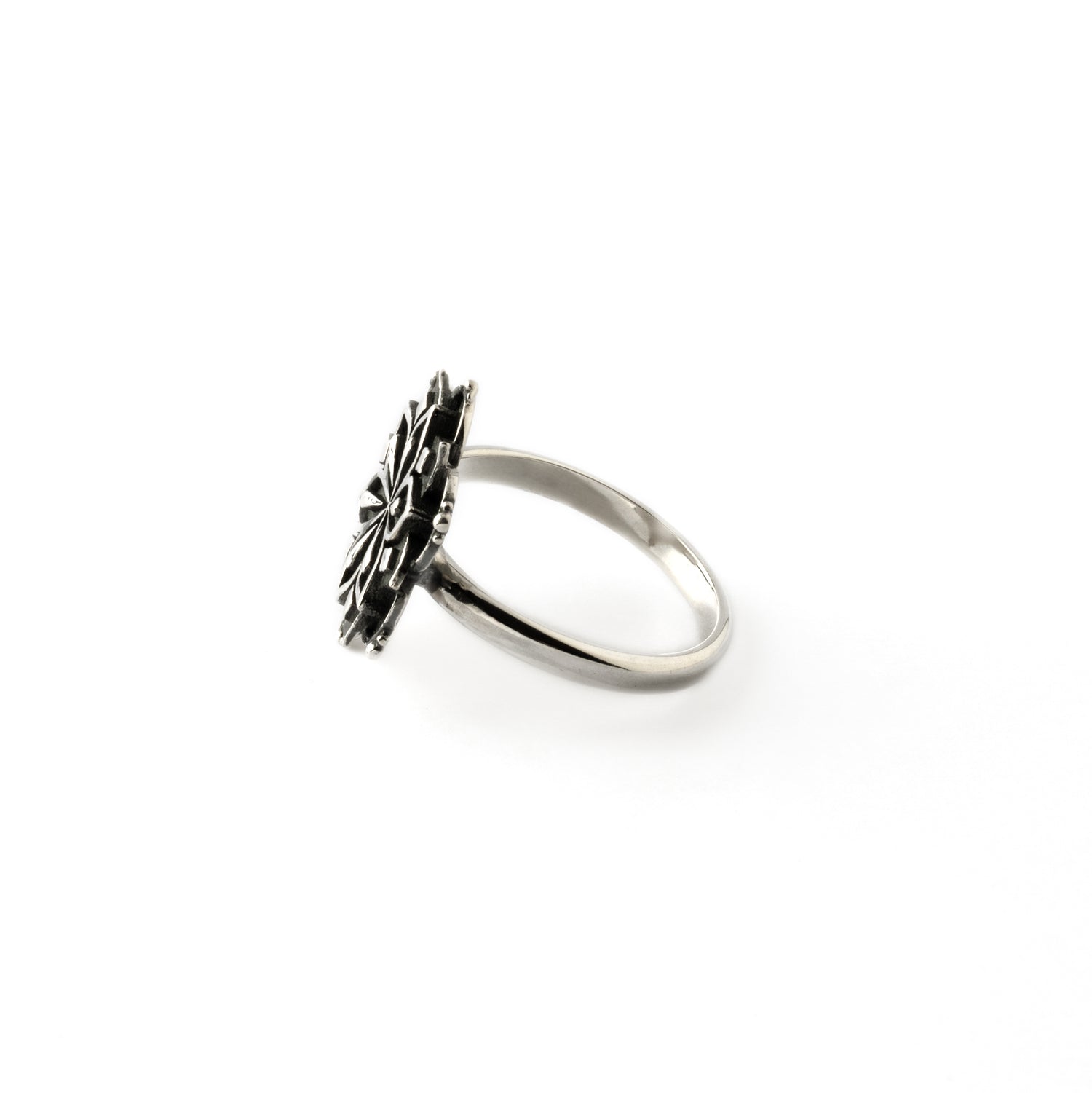 Sadhana silver ring side view