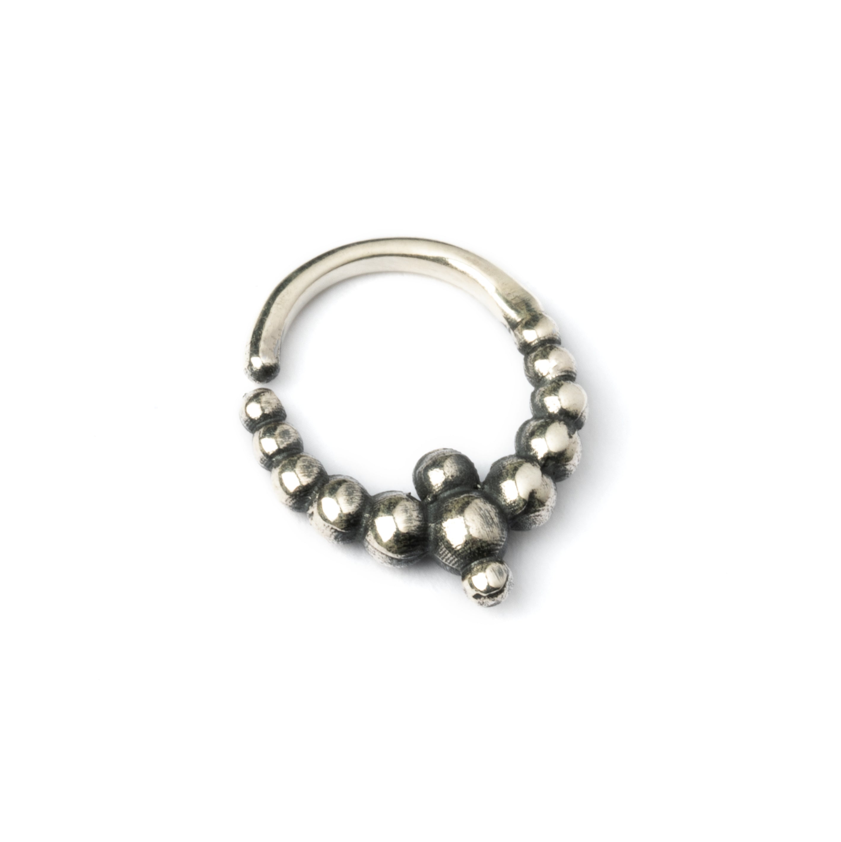Samrat silver septum ring left side view
