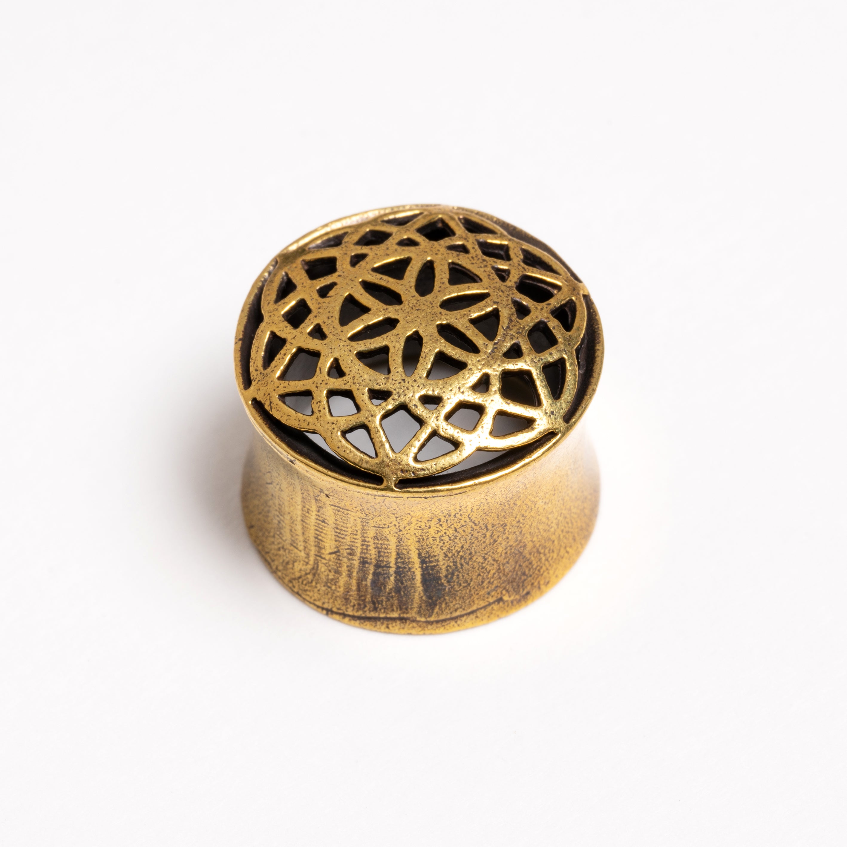 Seed of Life Brass plug frontal view