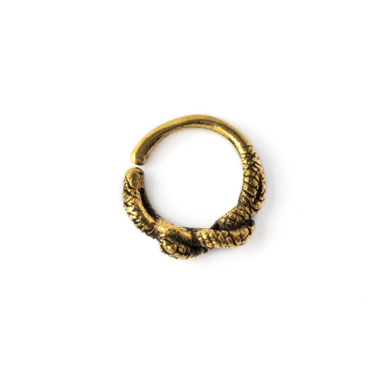 kobara snake golden brass septum ring frontal view