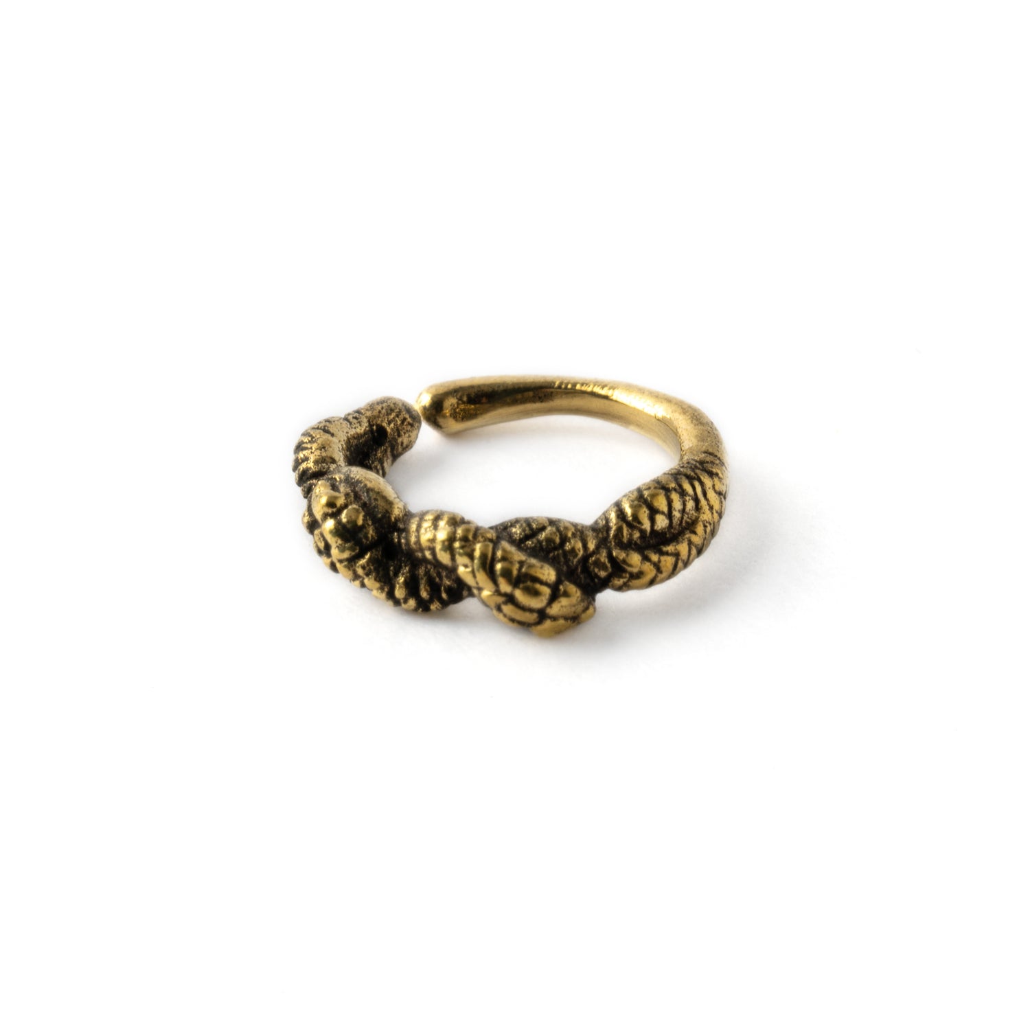 kobara snake golden brass septum ring right side view