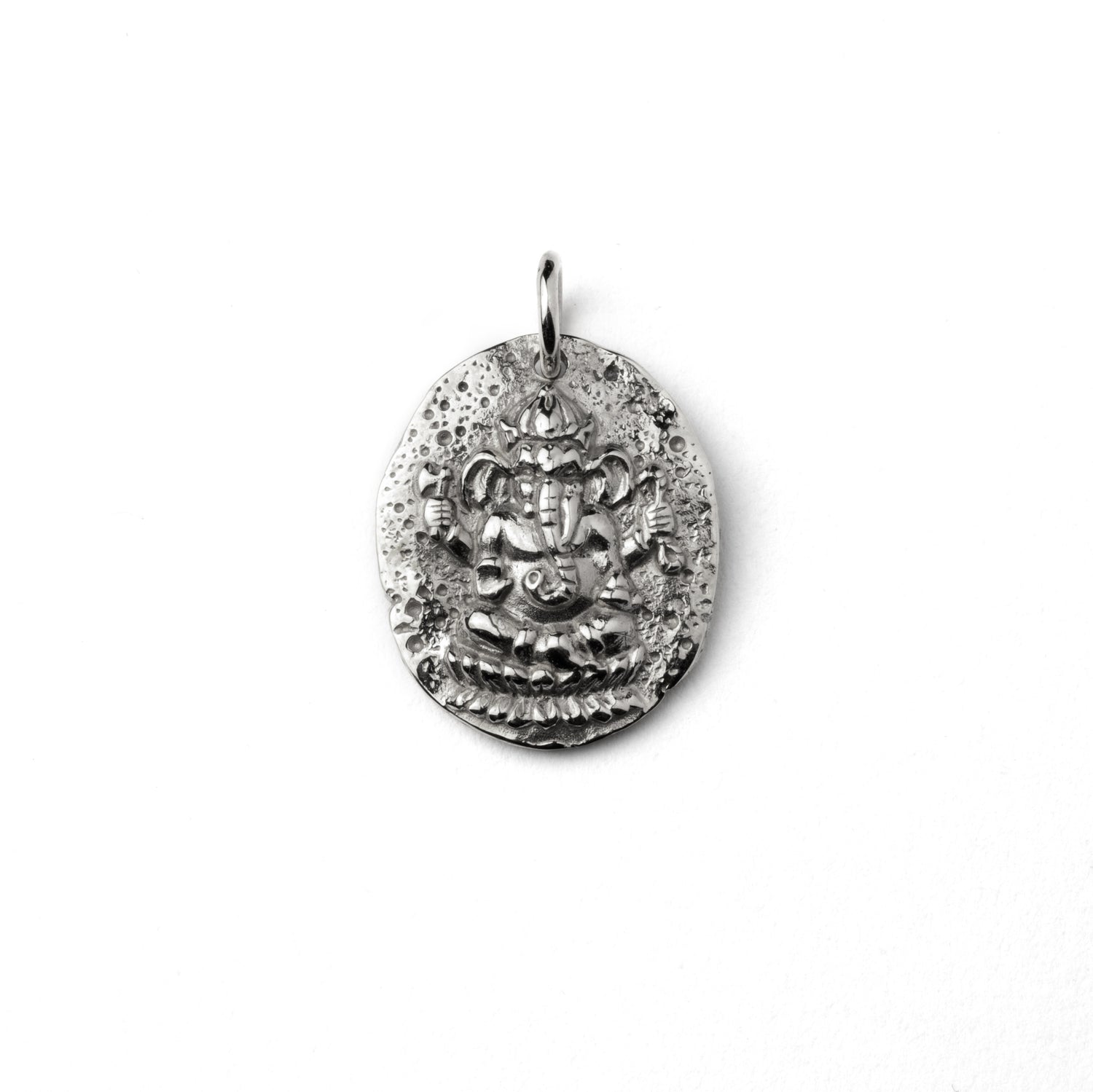 Ganesh Silver Coin Necklace frontal view