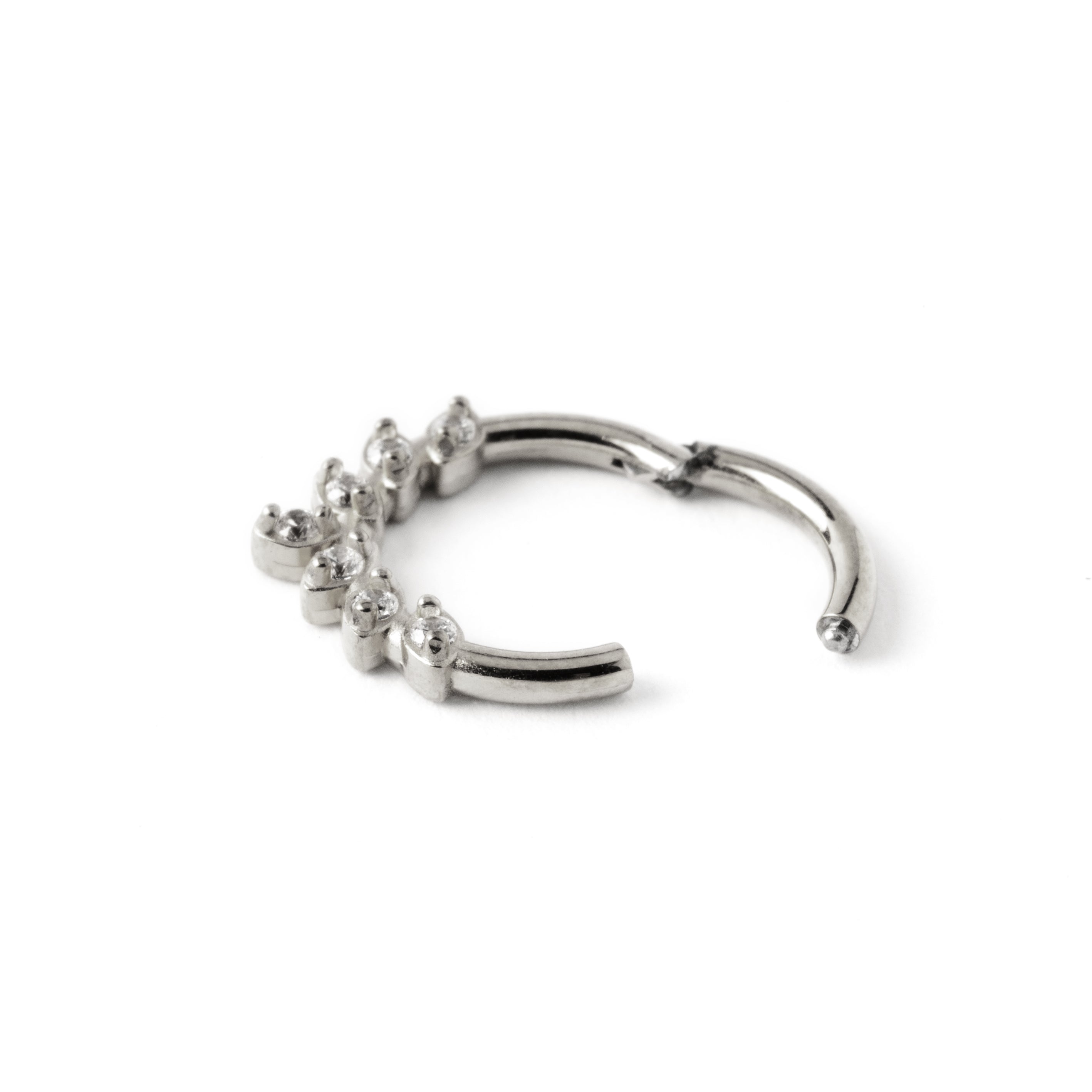 surgical steel teardrop petals septum clicker with crystals closure view