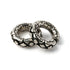 pair of silver clicker hoops ear weights hangers with carved petals and topaz gemstones