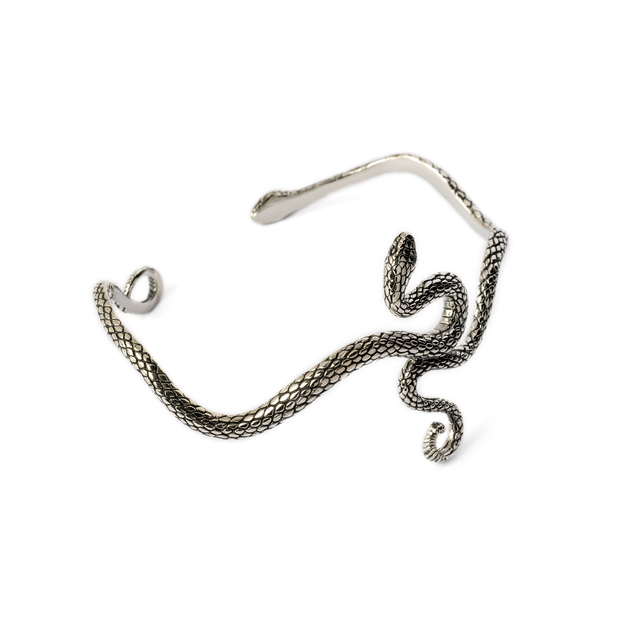 Silver Eden Snake Bangle left side view