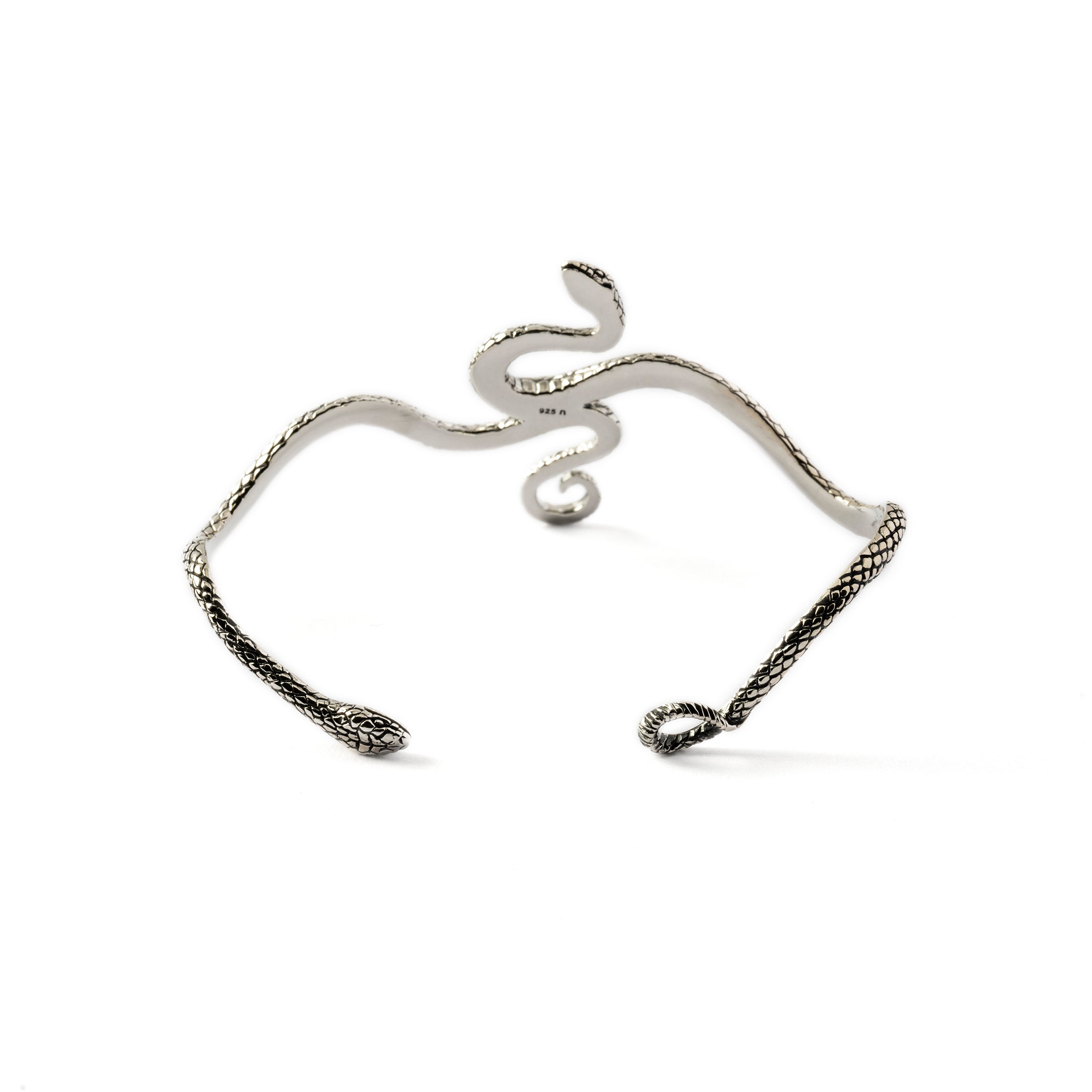 Silver Eden Snake Bangle back side view