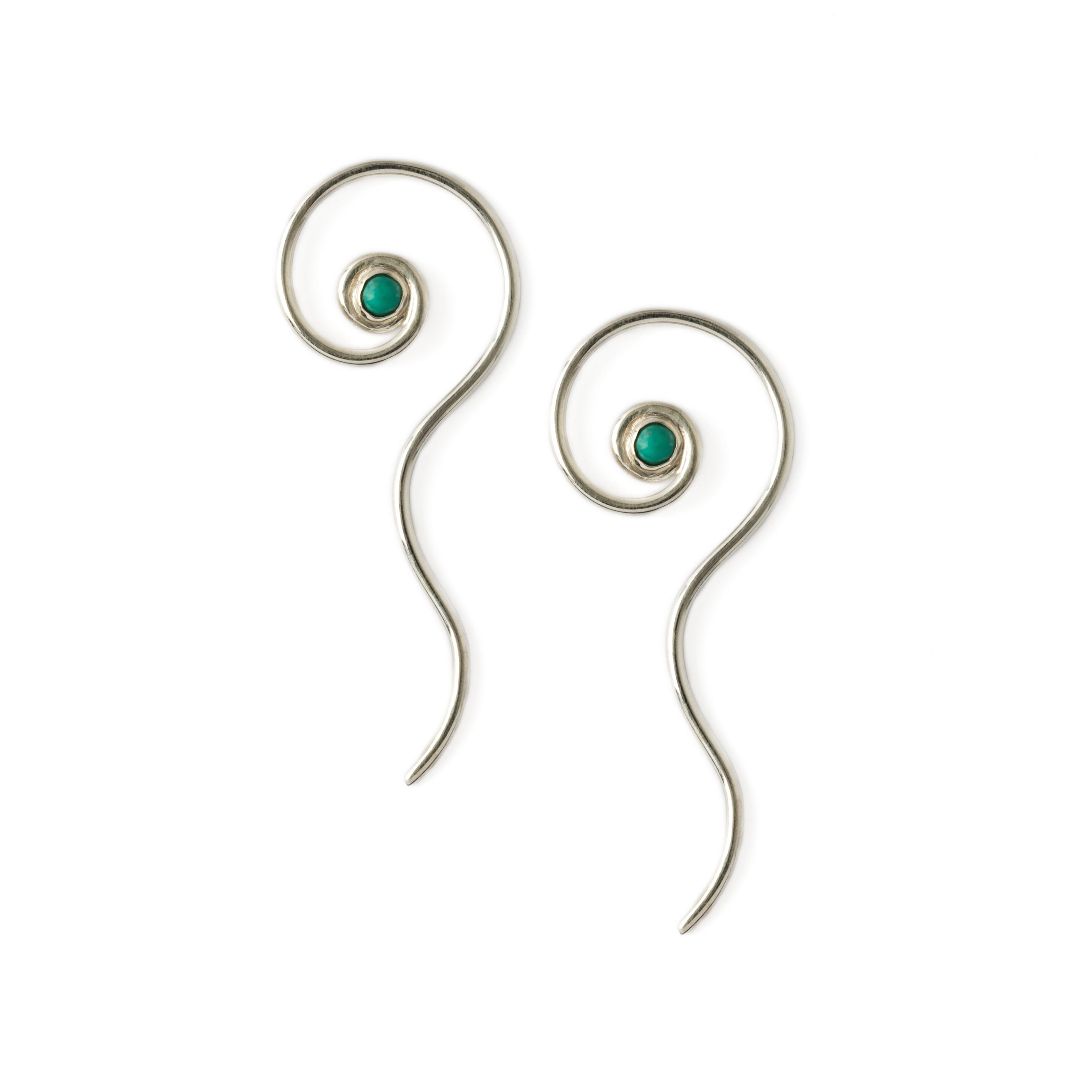 Silver & Turquoise haku earrings side view
