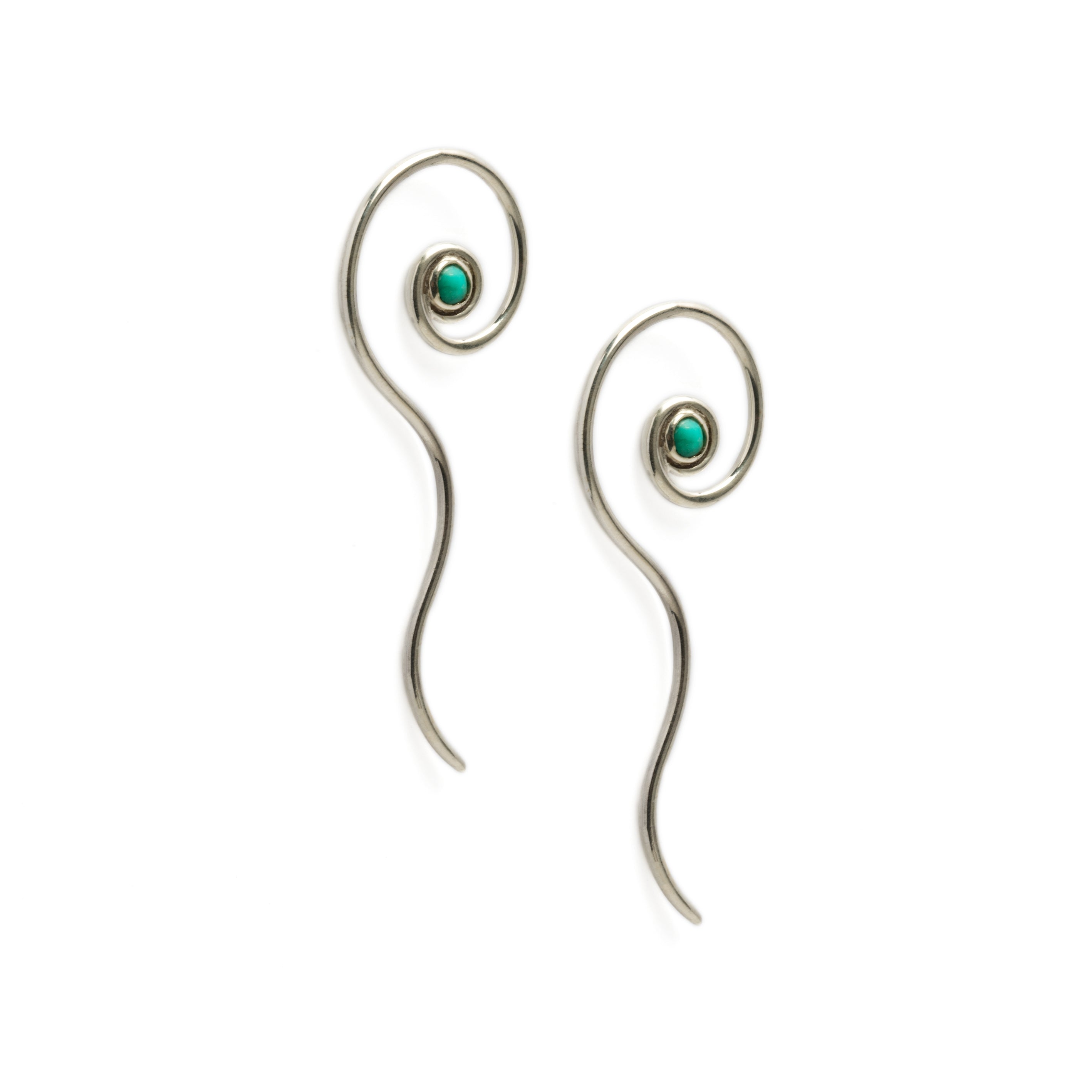 Silver & Turquoise haku earrings back side view