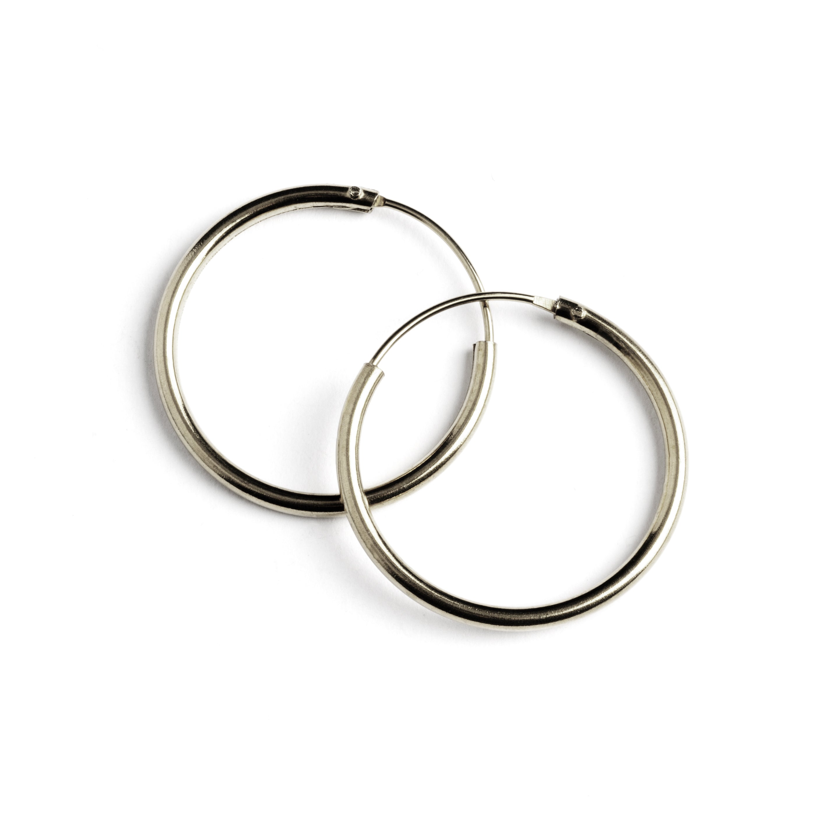 Plain Silver Hoop Earrings frontal view