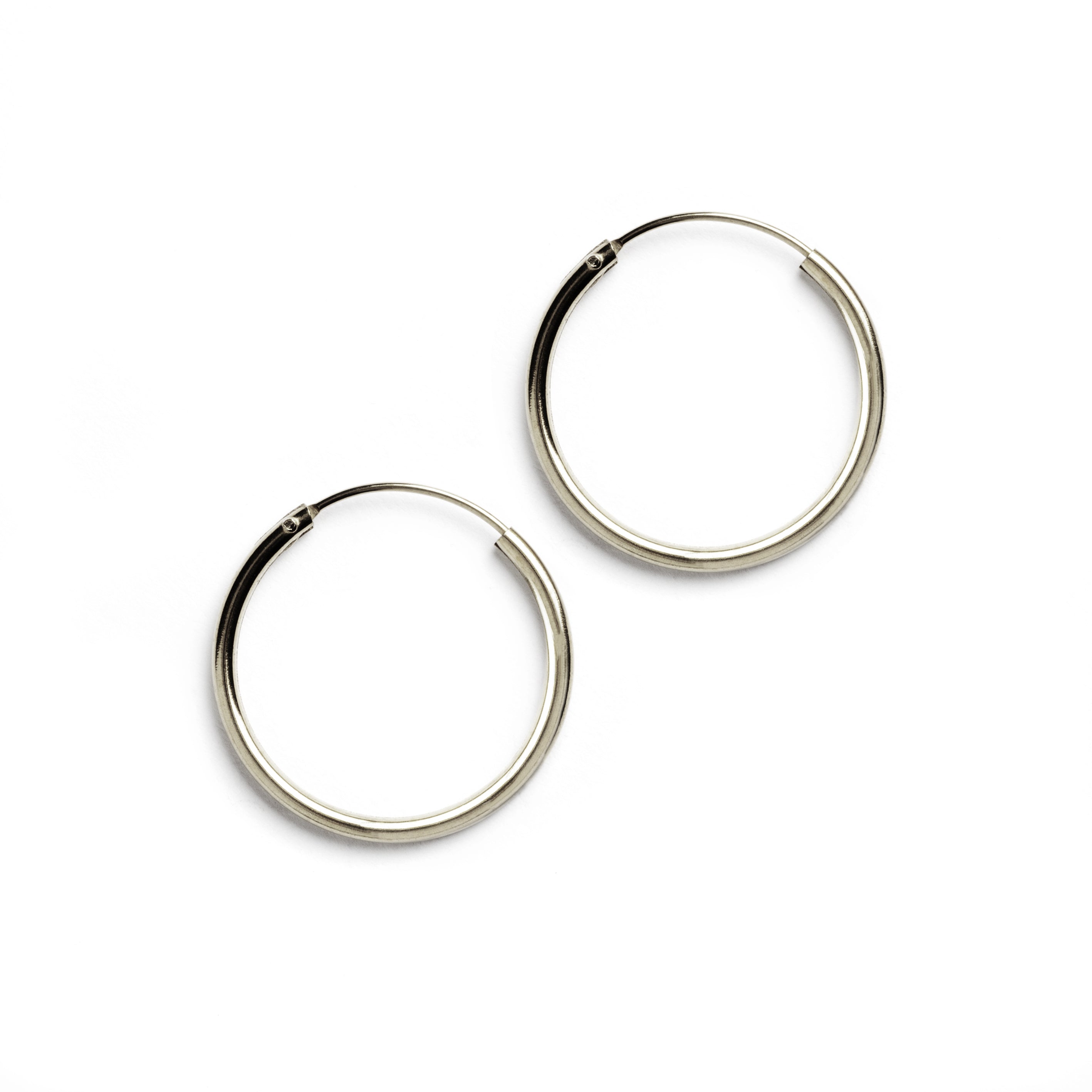 Plain Silver Hoop Earrings medium size frontal view