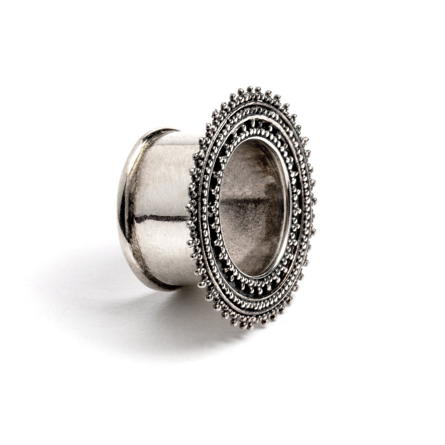 silver Indian ear tunnel side view