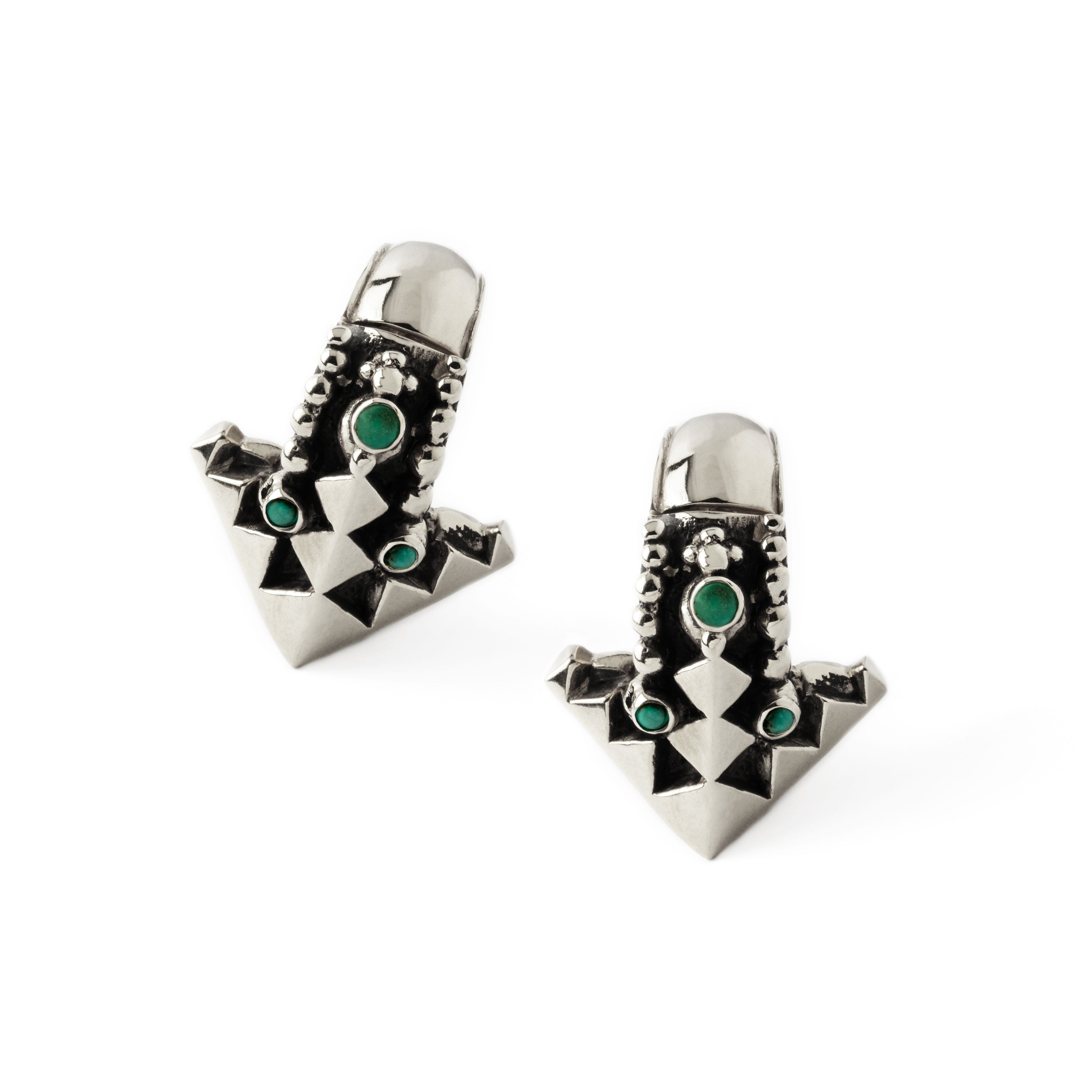 Karnataka Silver Ear Weights with Turquoise