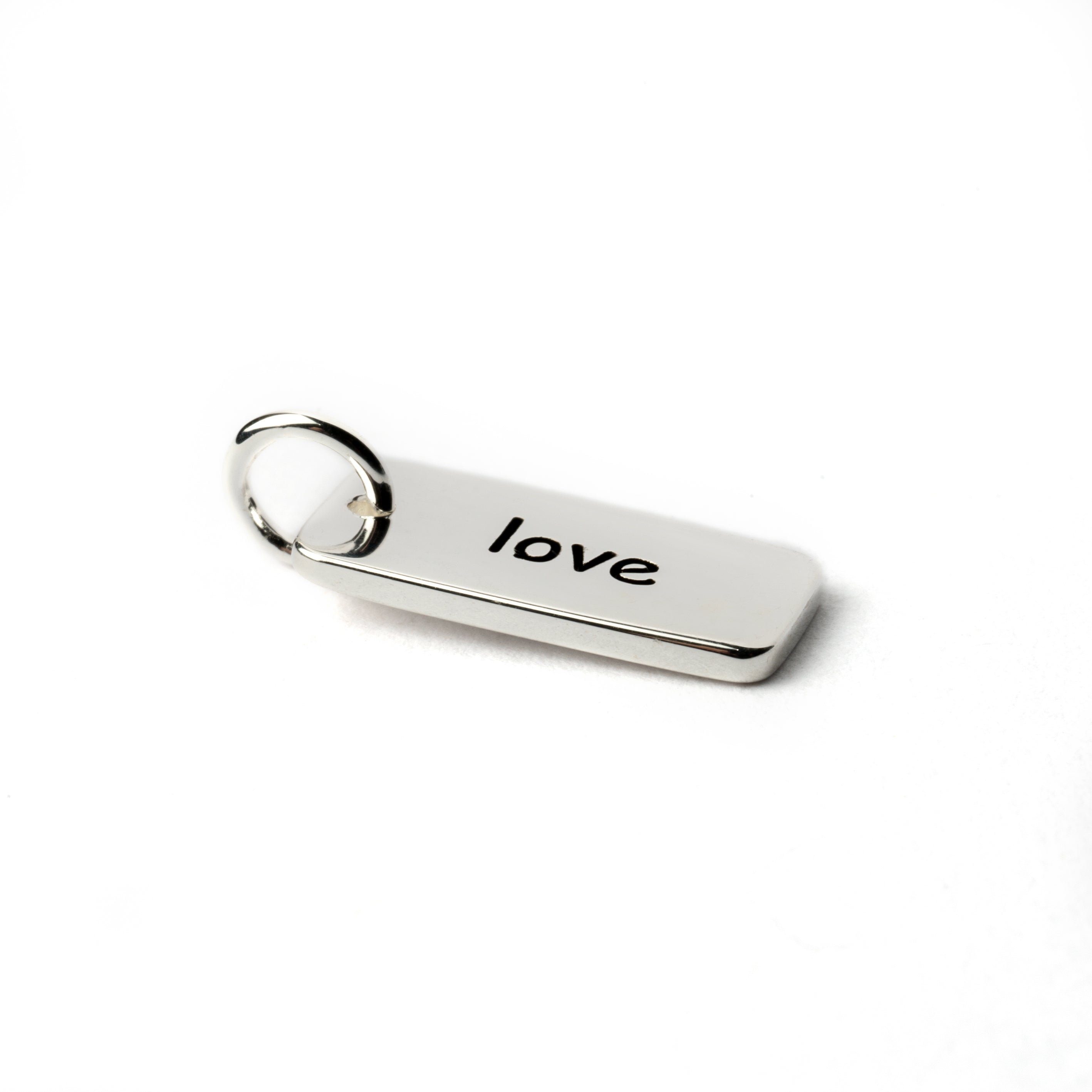 Silver Love Charm necklace side view