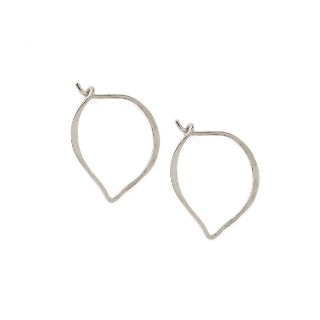 pair of silver Marrakesh hoop earrings left side view