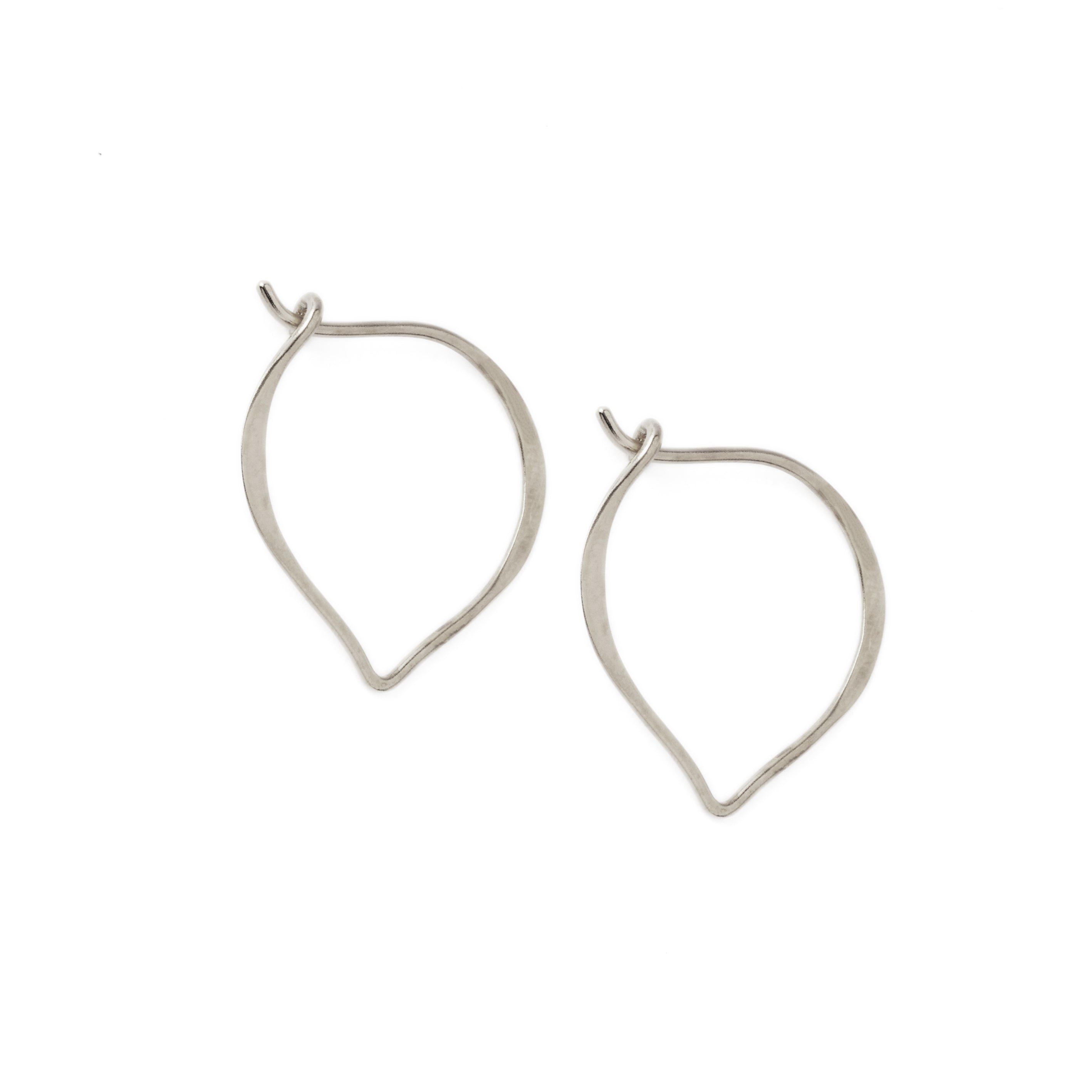 pair of silver Marrakesh hoop earrings left side view