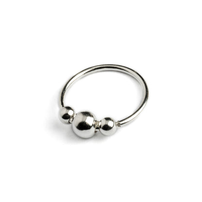 Silver beads nose ring left side view