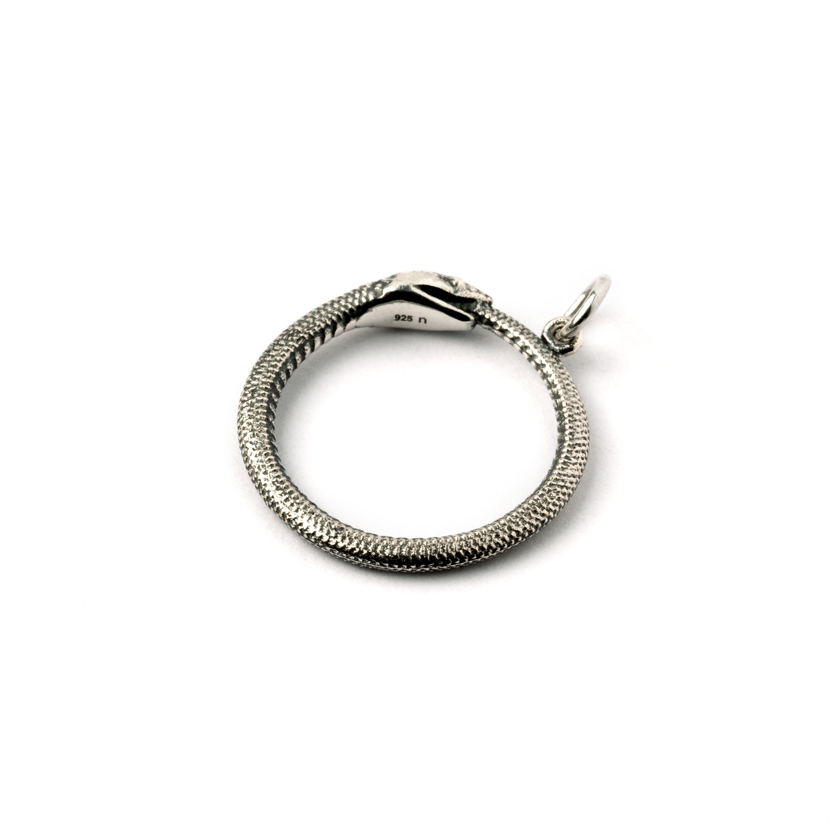 Silver Ouroboros Pendant necklace charm back side view