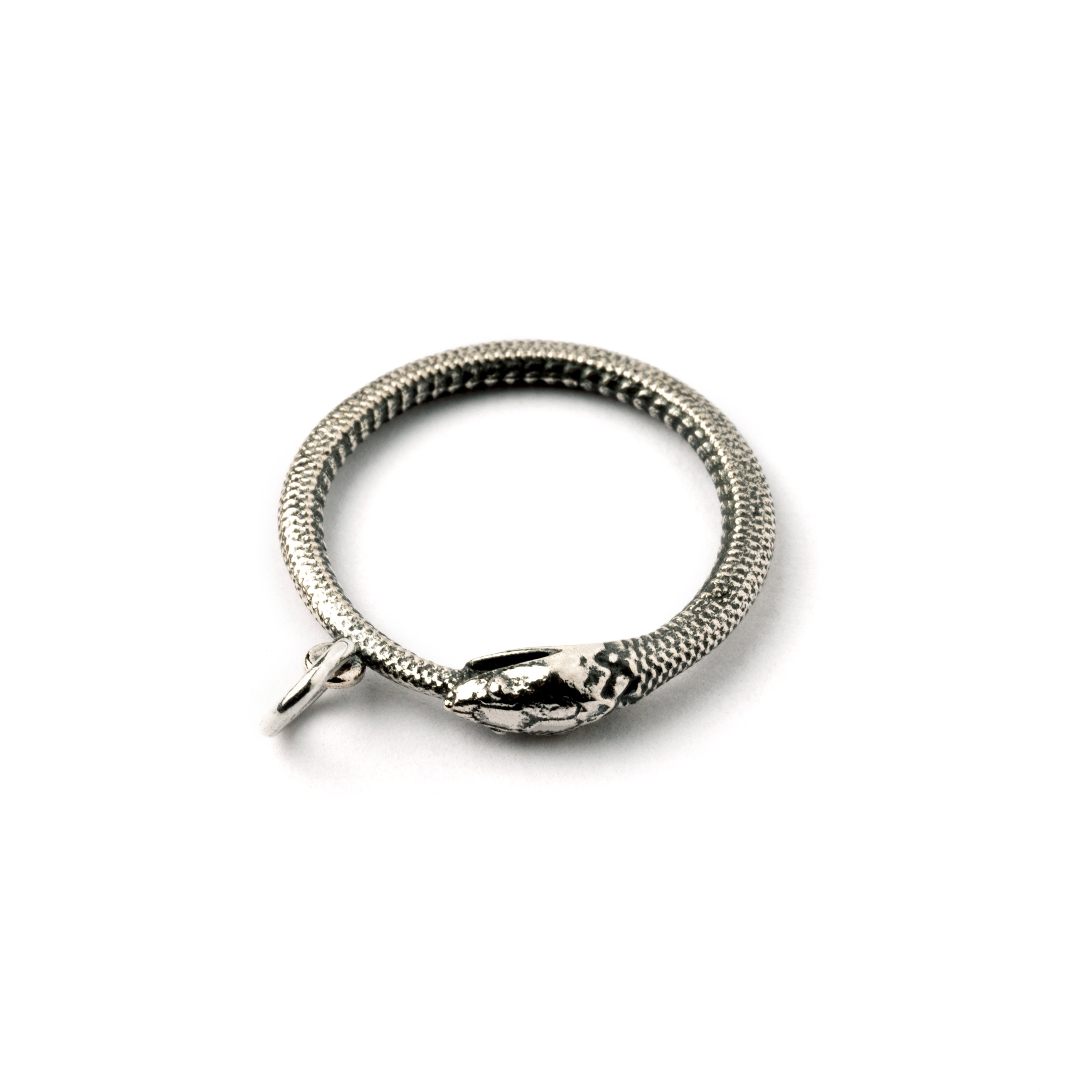 Silver Ouroboros Pendant necklace charm head side view