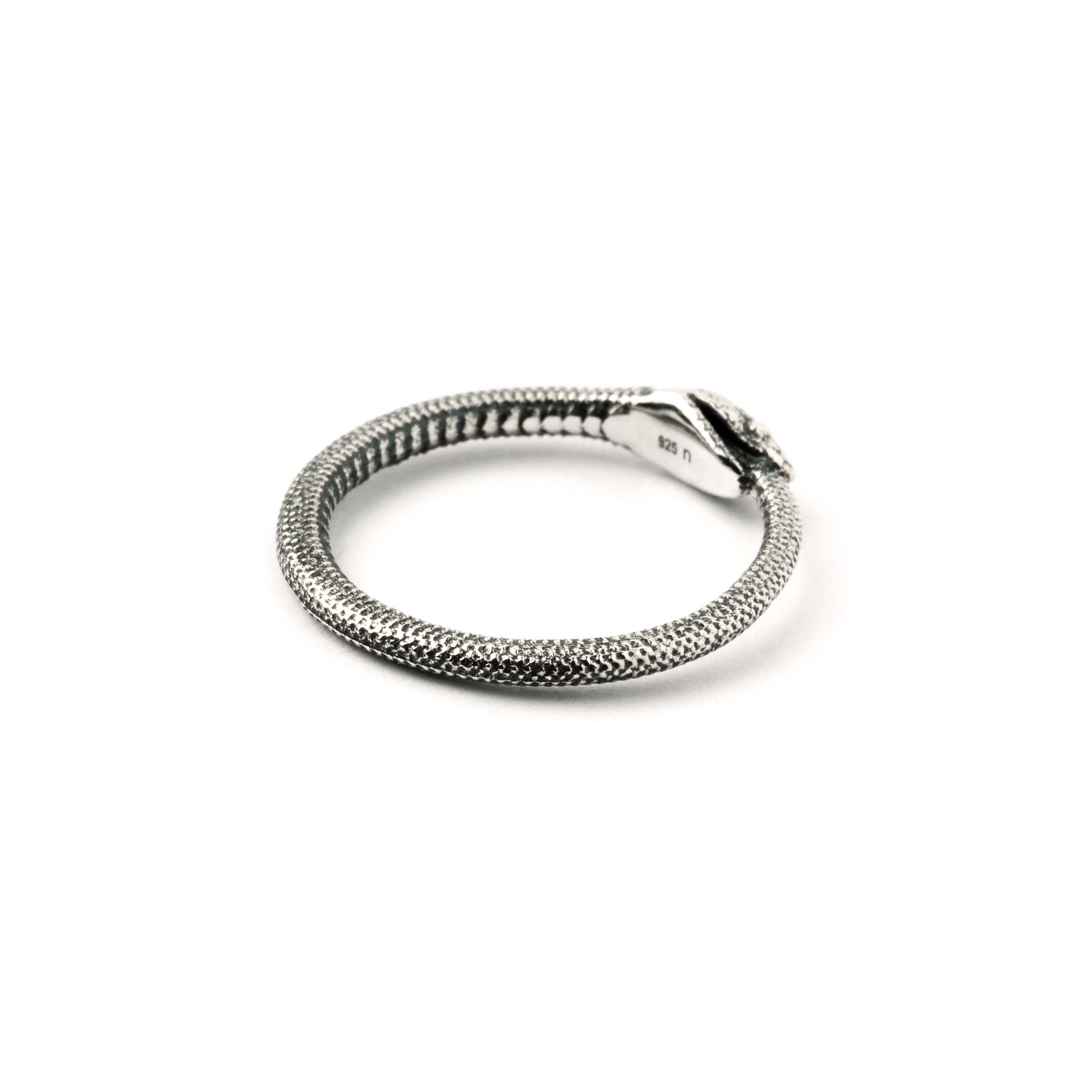 Silver Ouroboros snake band back side view