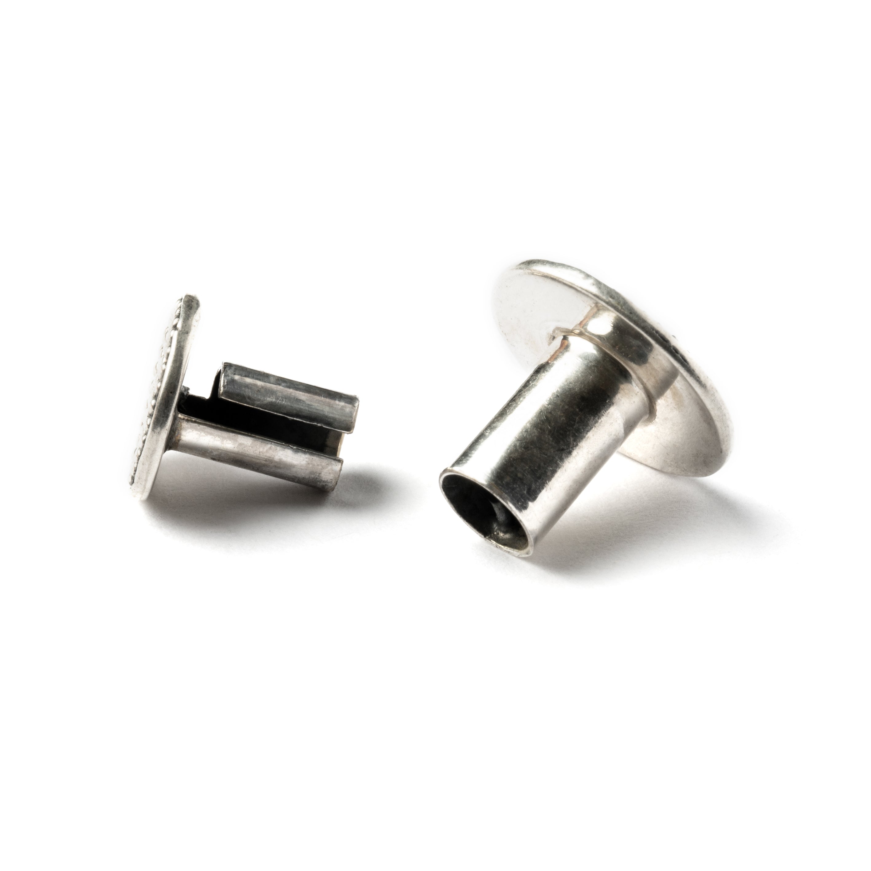 different sizes tribal screw on silver plug tunnel ornamented with spheres