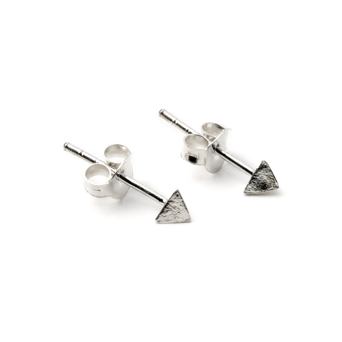 pair of Silver Pyramid stud earrings right side view