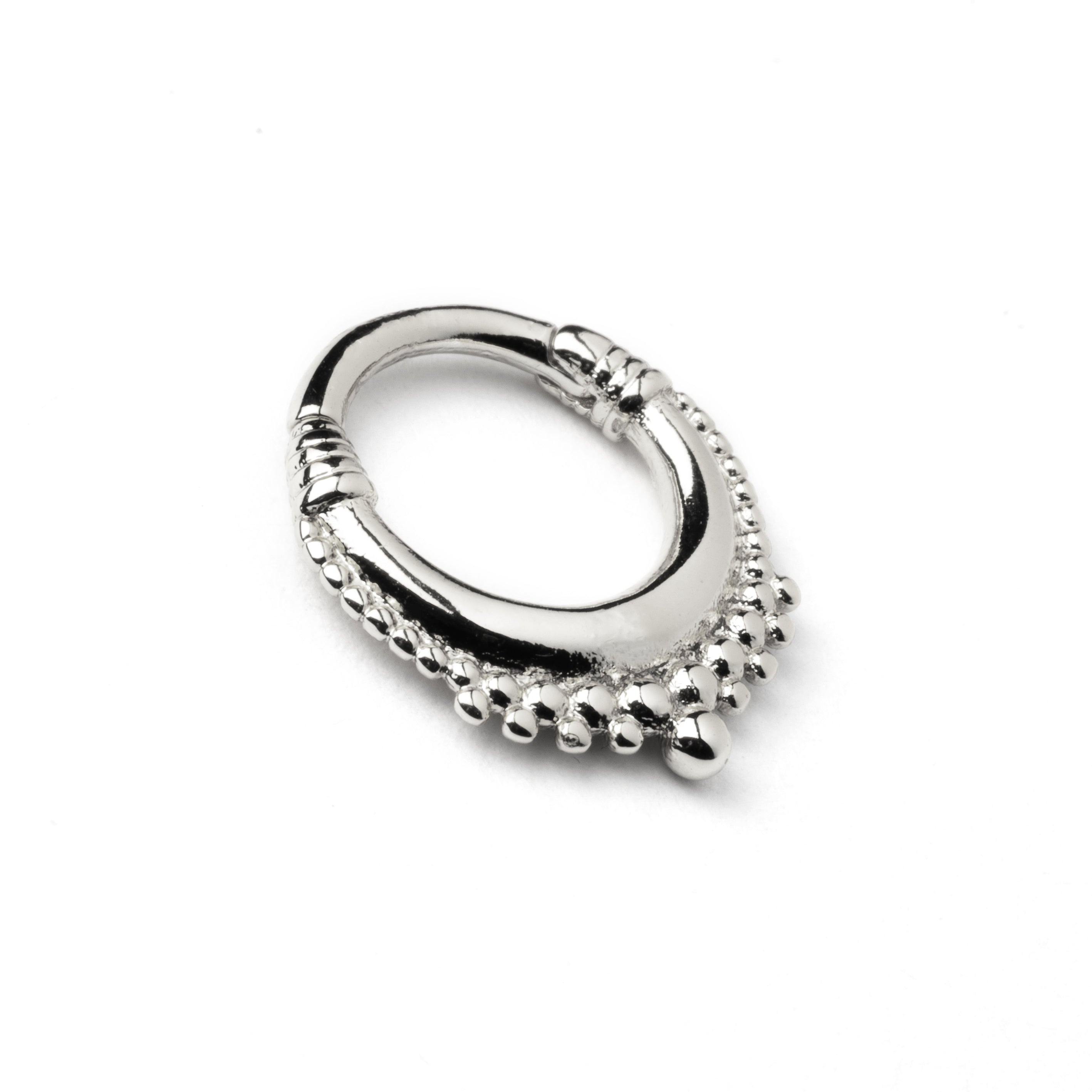 Meena surgical steel septum clicker left side view