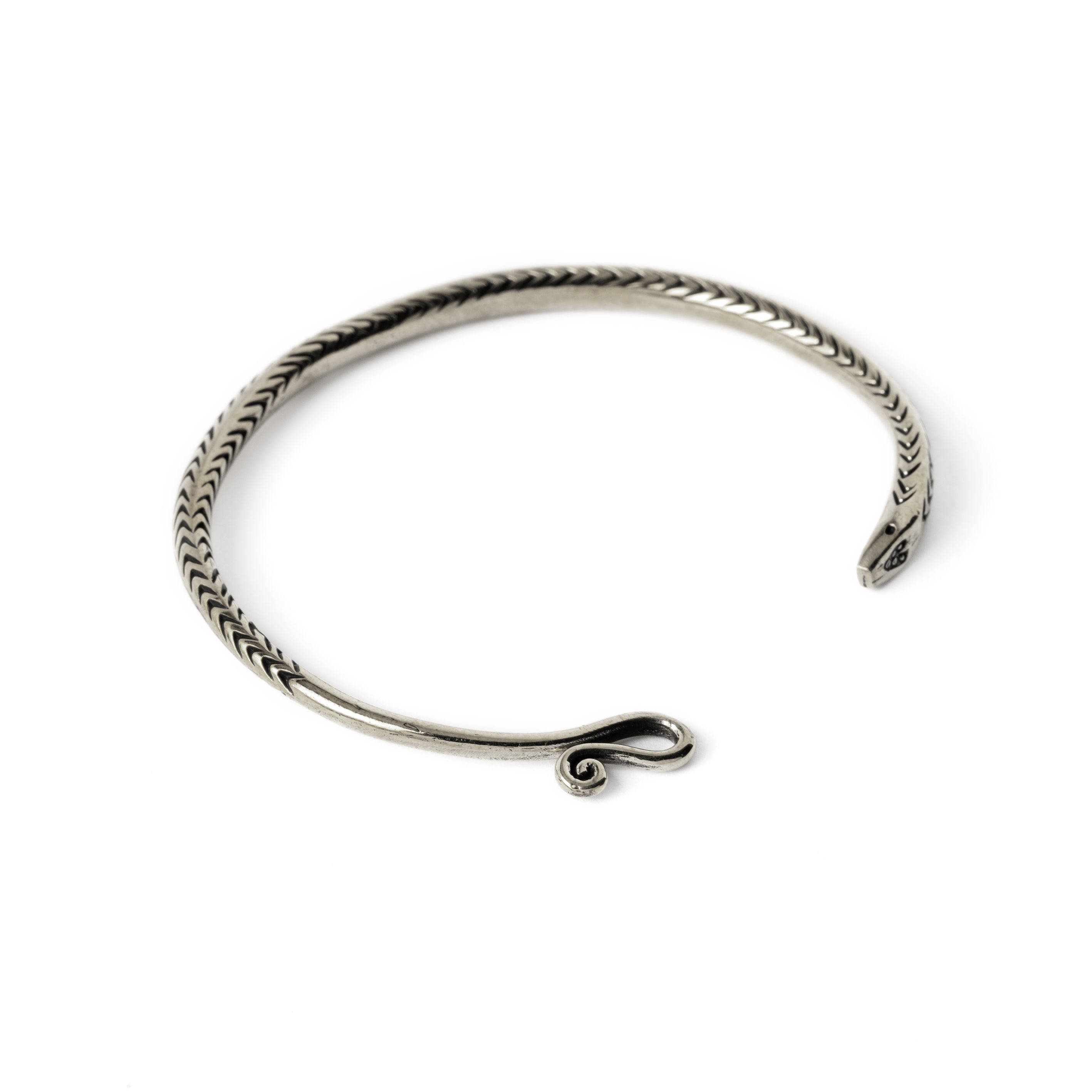 Serpent Silver Cuff left side view