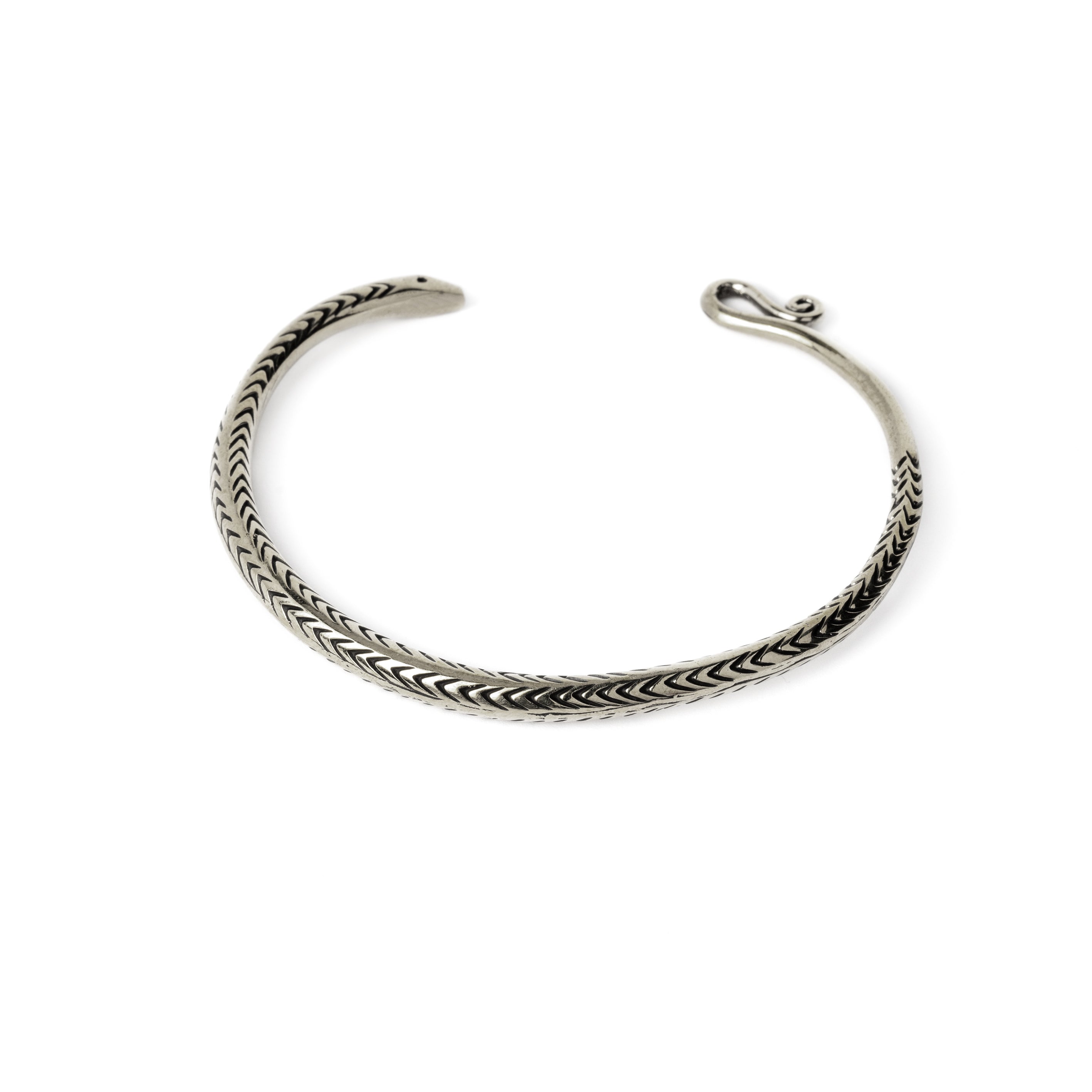 Serpent Silver Cuff back side view