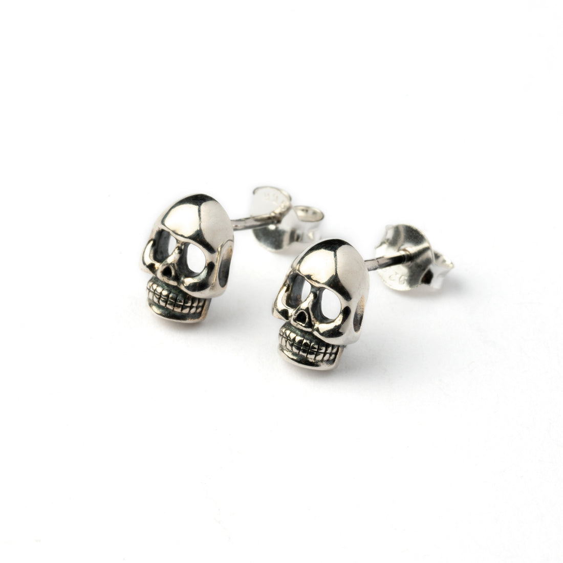 Silver Skull Ear Studs frontal view