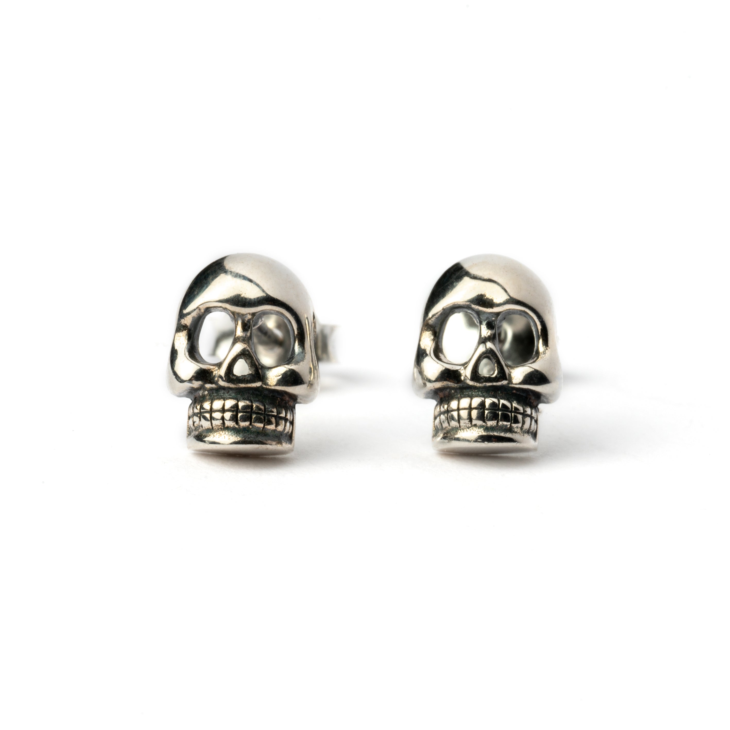Silver Skull Ear Studs frontal view
