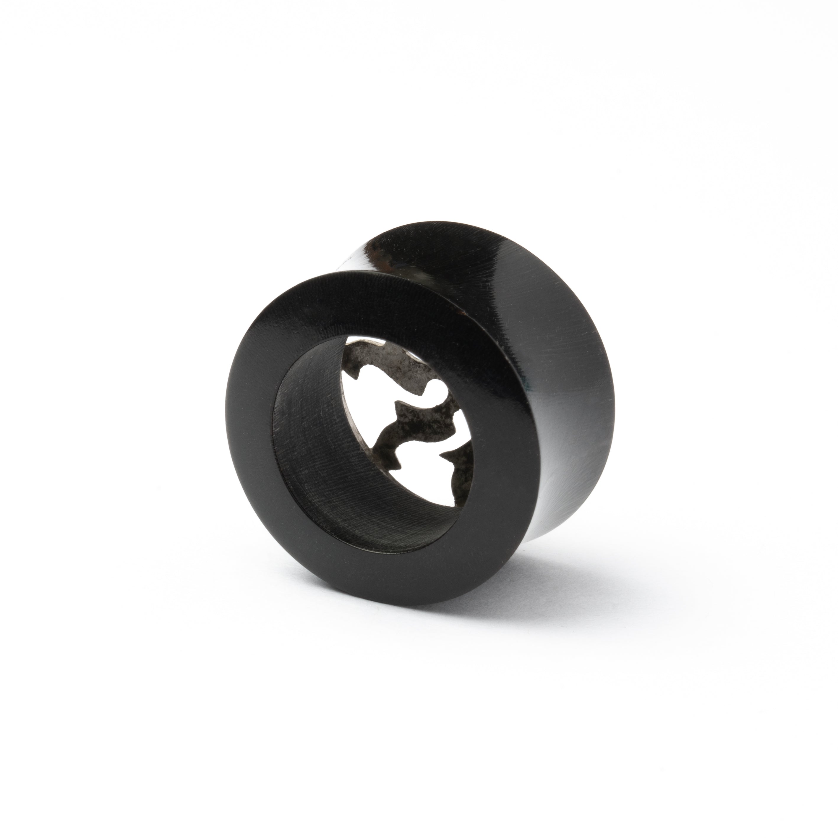 Silver in black Flesh Tunnel