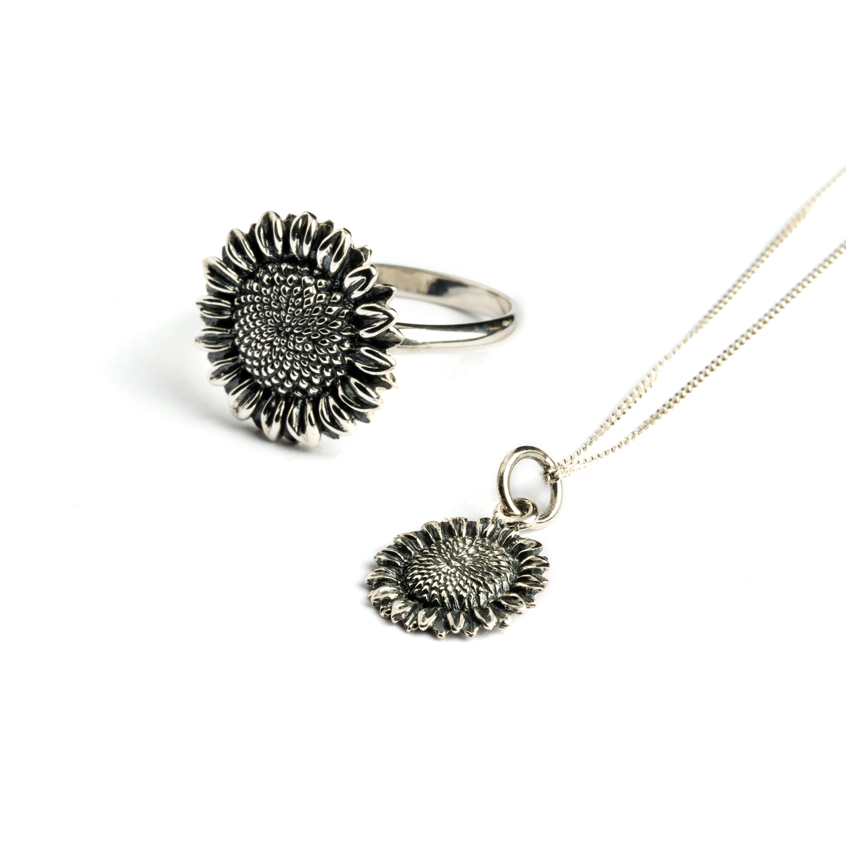 Silver-Sunflower-Jewelry -Set