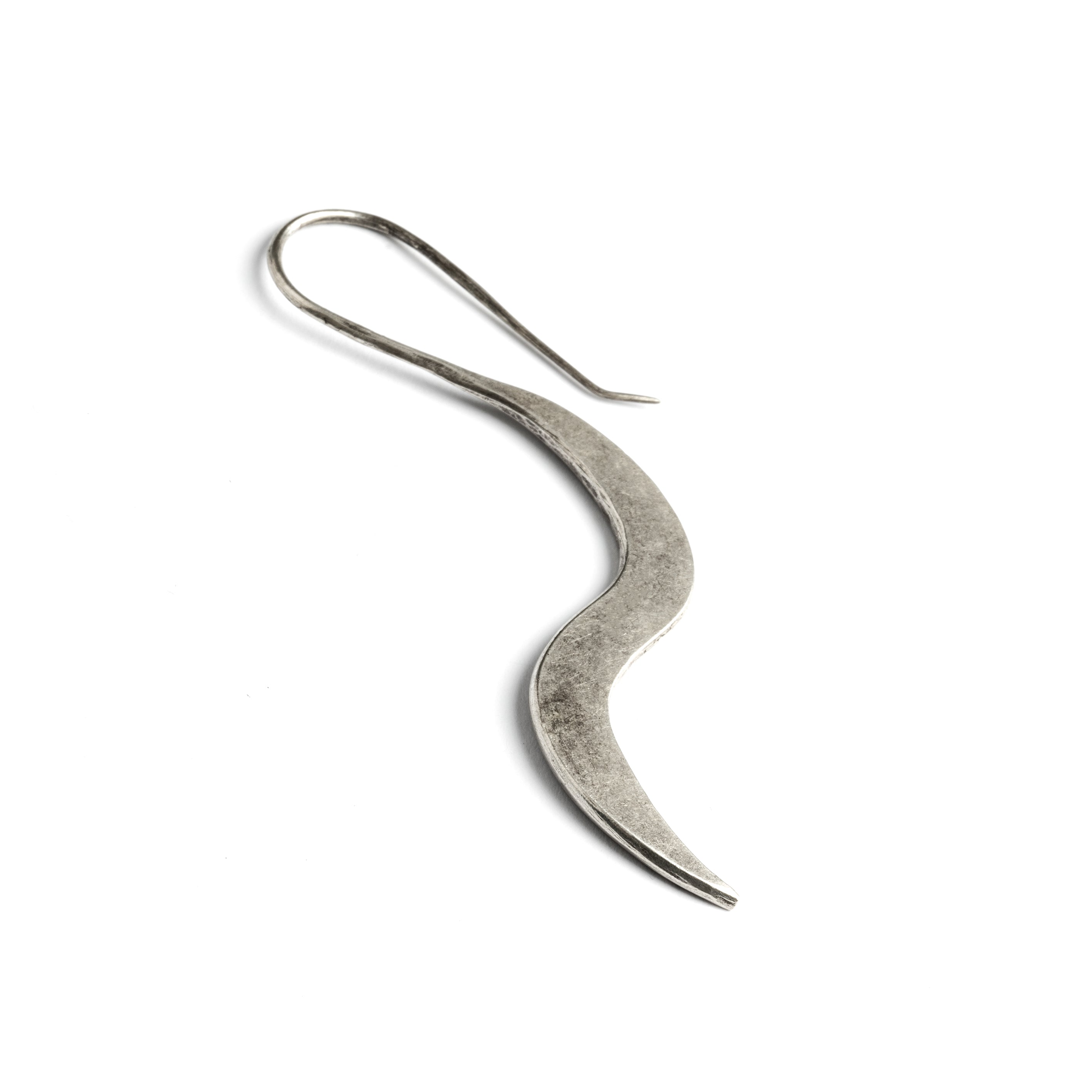 Silver Sway Earrings left side close up view