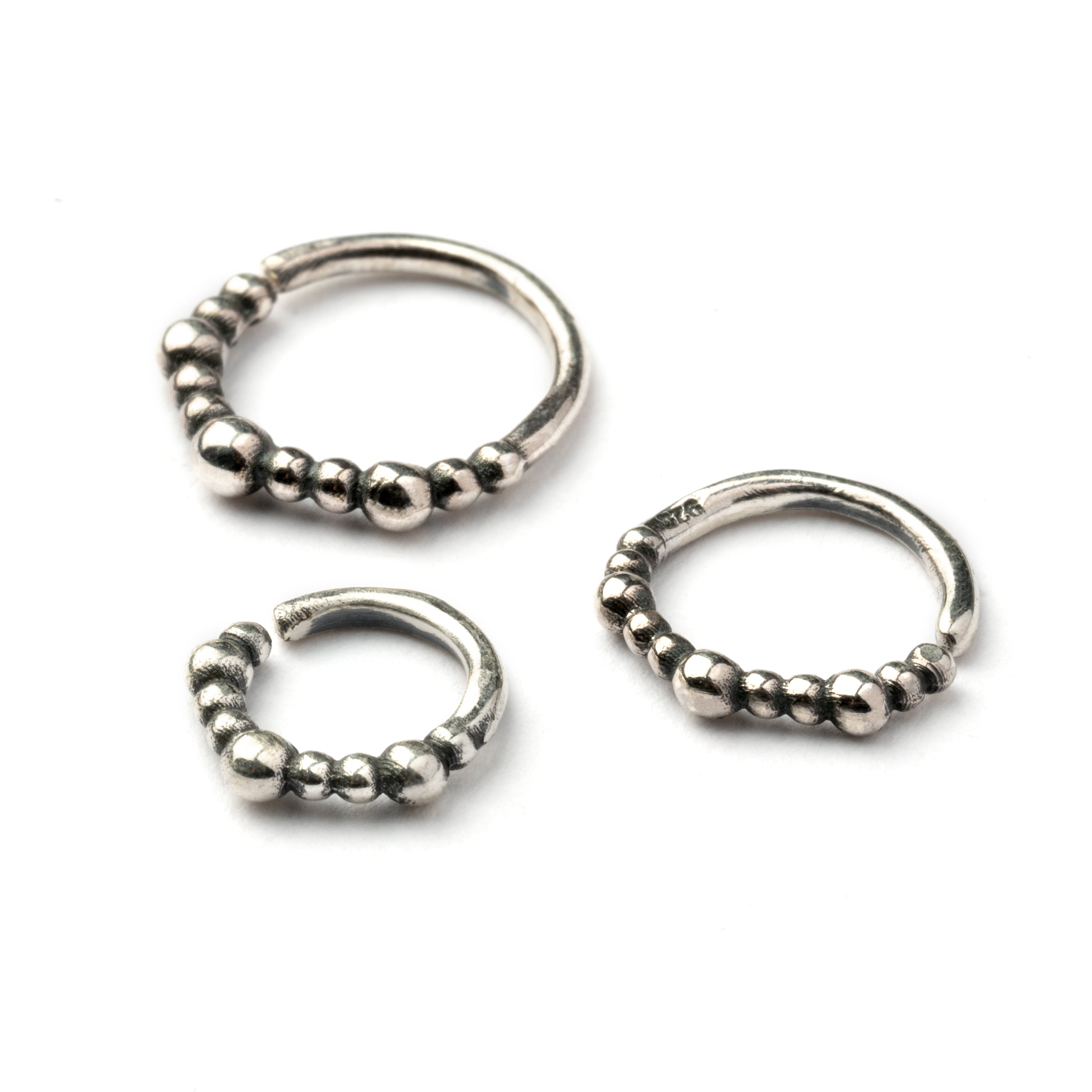 6mm, 8mm, 10mm Shalini Silver Septum Rings right side view