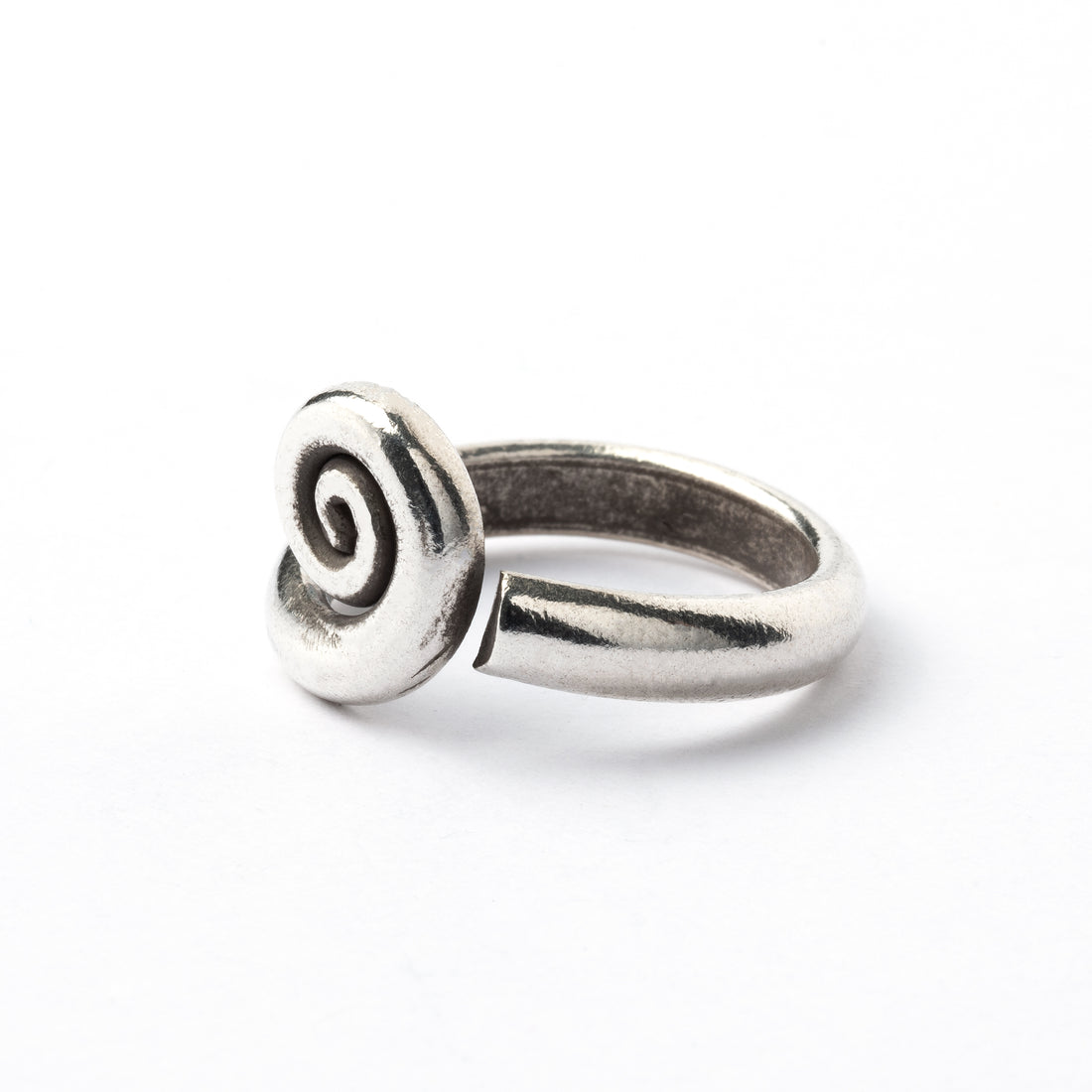 Tribal Silver Spiral Ring right side view