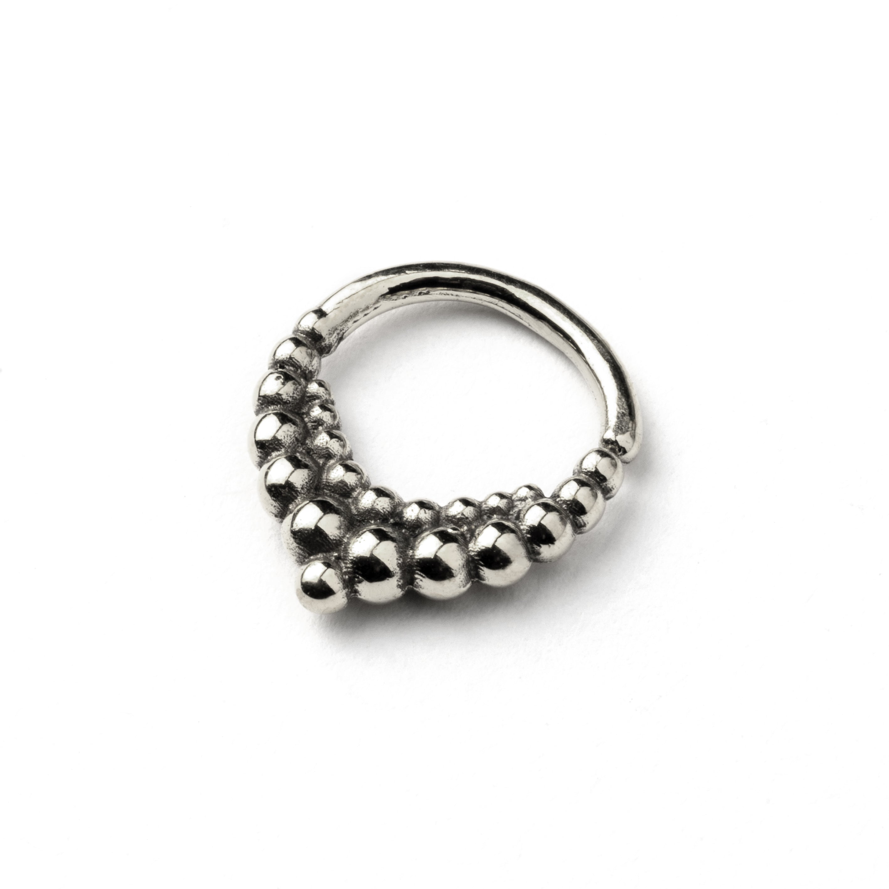Umani Silver Triple Spheres Tear Drop Septum right side view