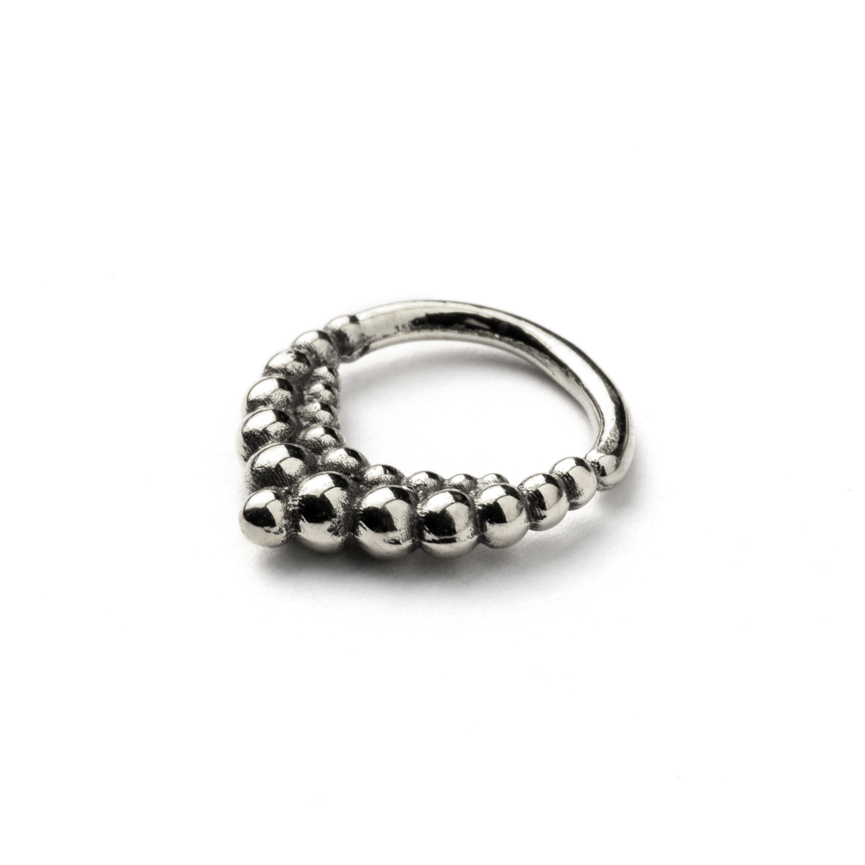 Umani Silver Triple Spheres Tear Drop Septum right side view